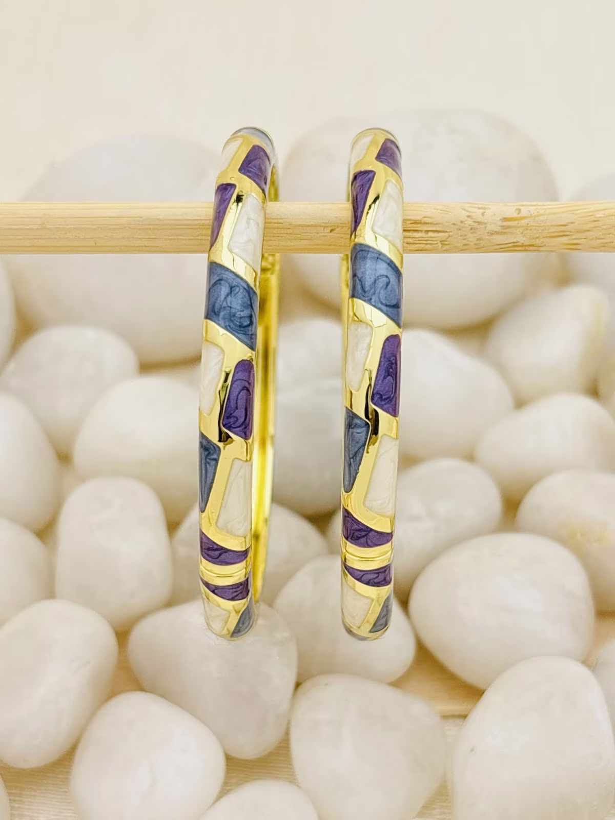 Abstract Meenakari Kada – Purple-Blue-White