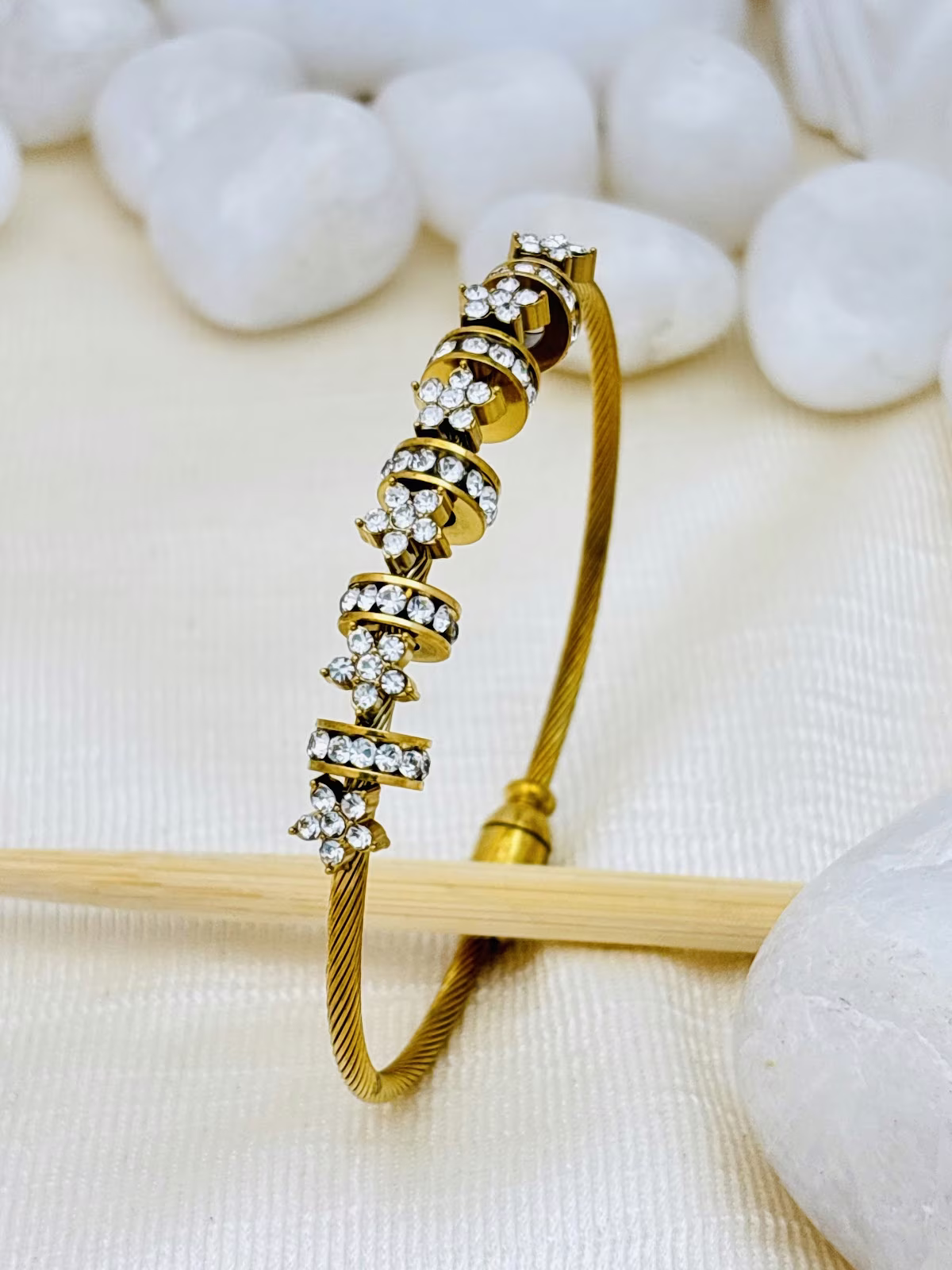 Crescent Crystal Bracelet – White