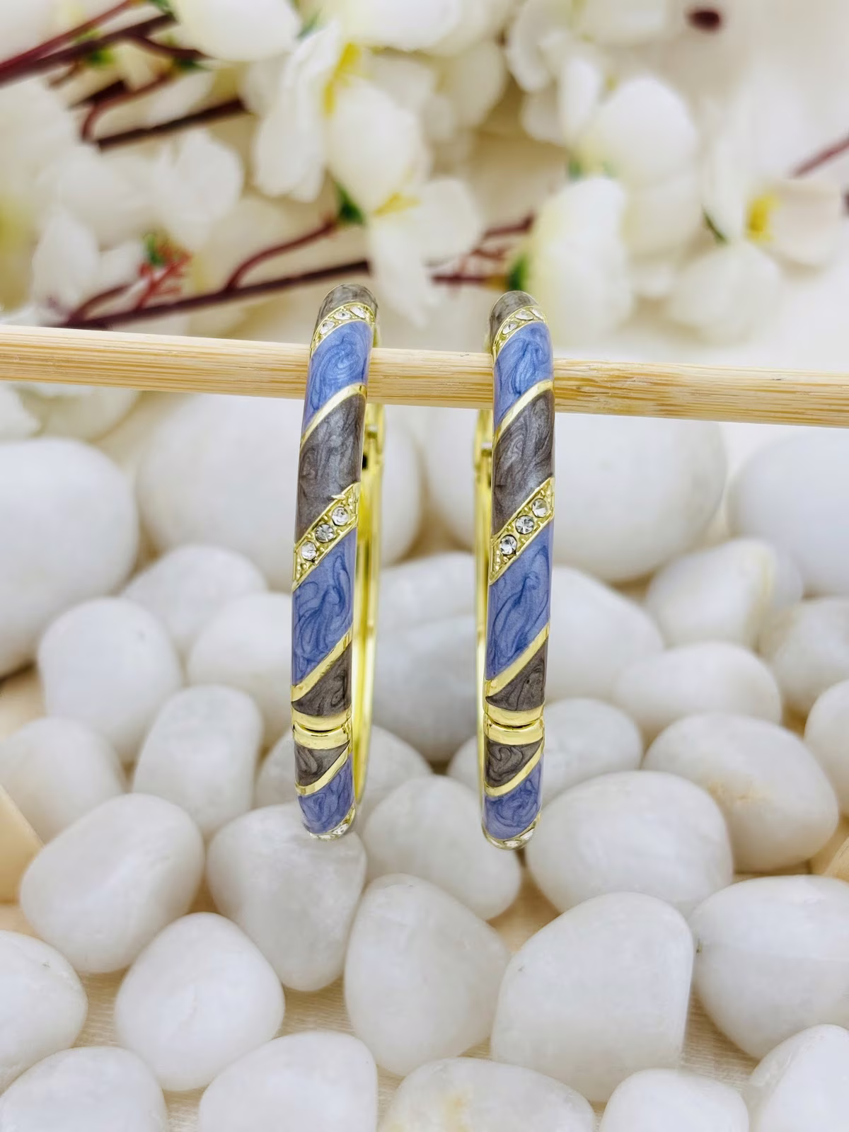 Ribbon Meenakari Kada – Blue-Grey