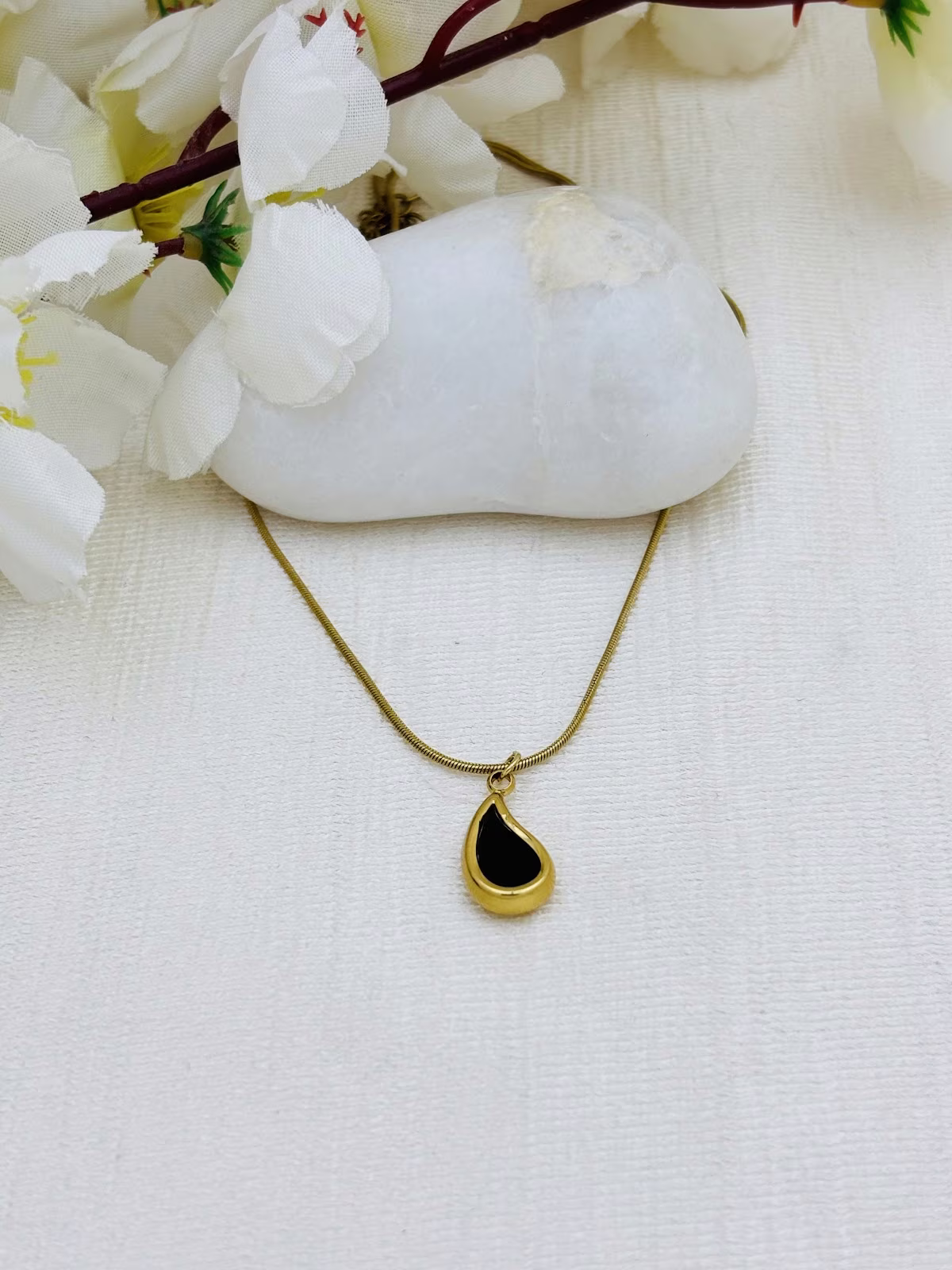 Onyx Teardrop Charm