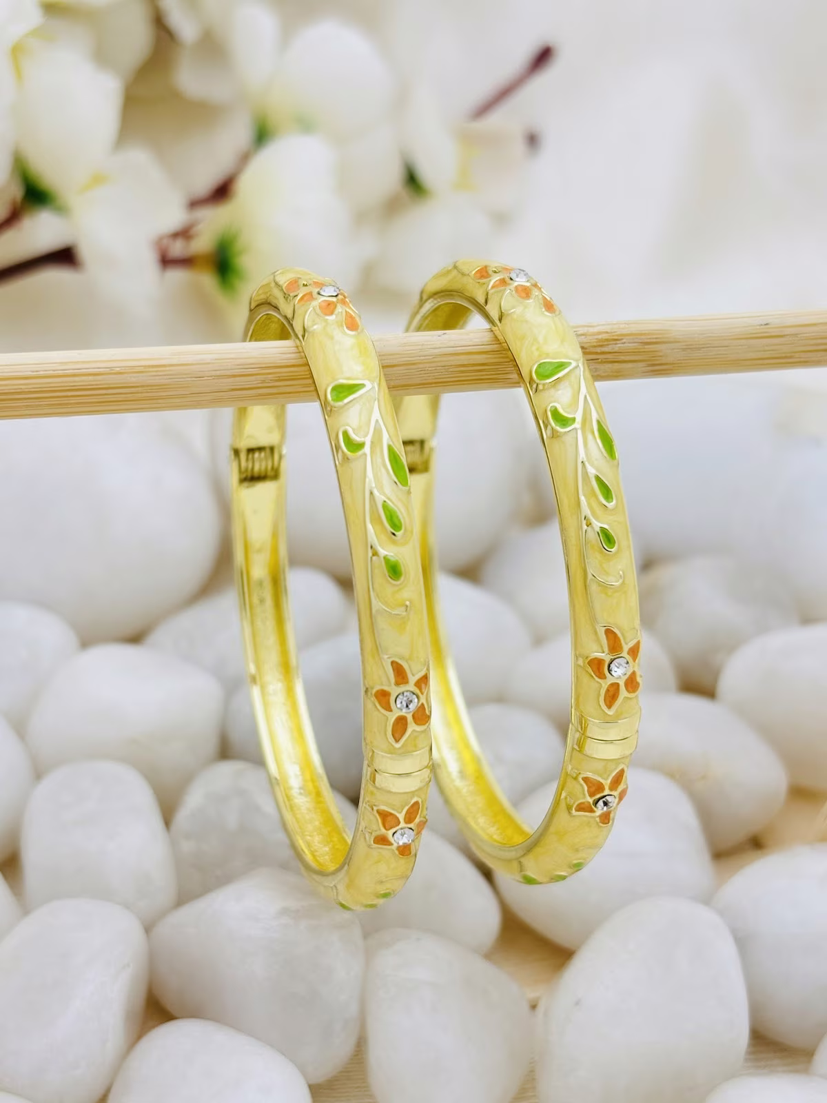 Botanical Meenakari Kada – Lemon Yellow