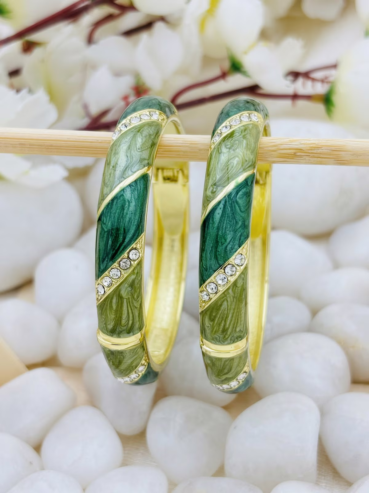 Crystal Sweep Meenakari – Emerald - Olive Green