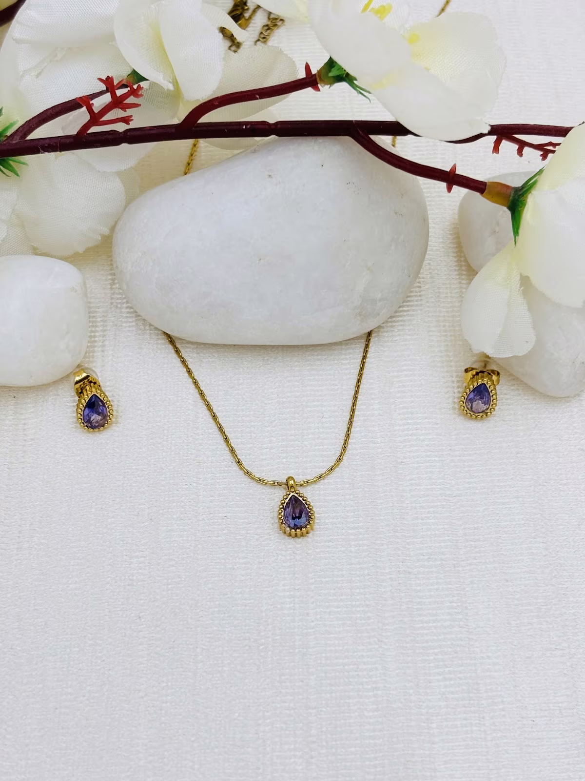 Teardrop Pendant Set – Purple