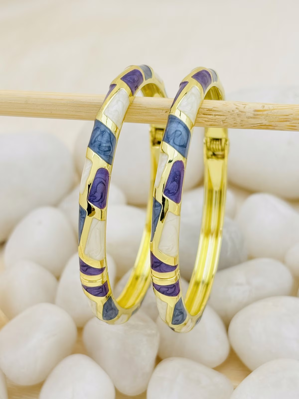 Abstract Meenakari Kada – Purple-Blue-White