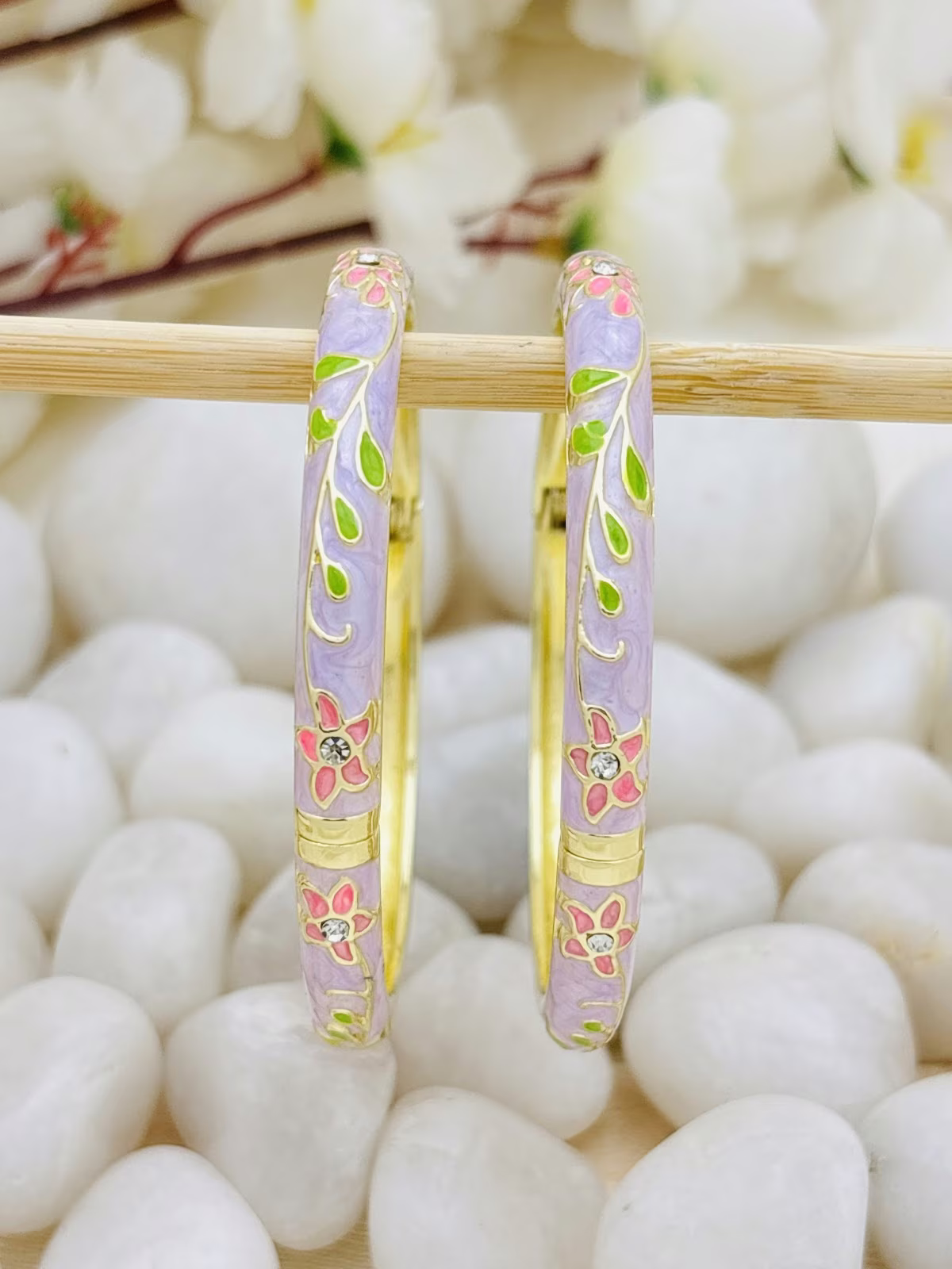 Leaf Meenakari Kada – Lavender