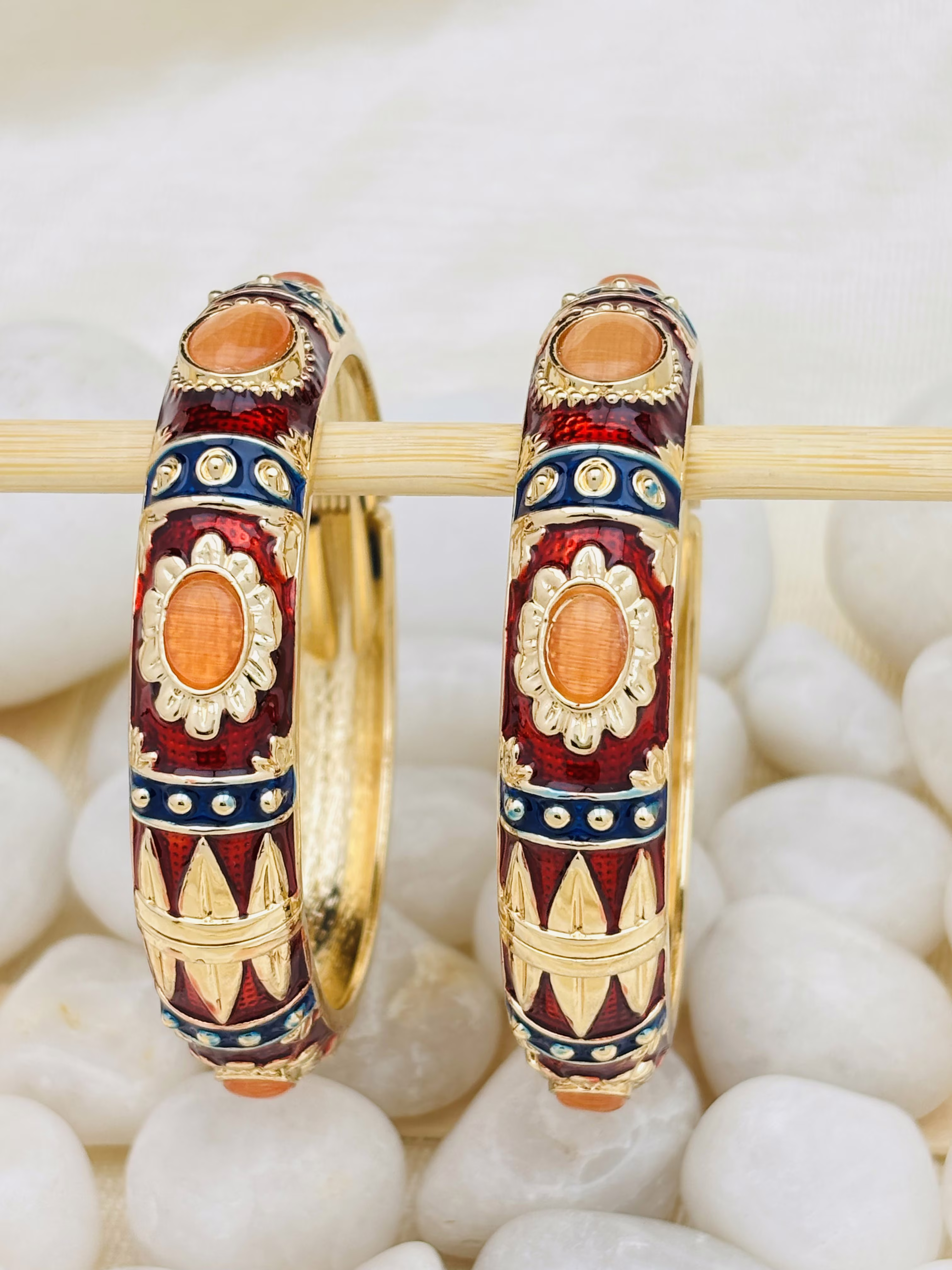 Imperial Medallion Meenakari – Red Navy