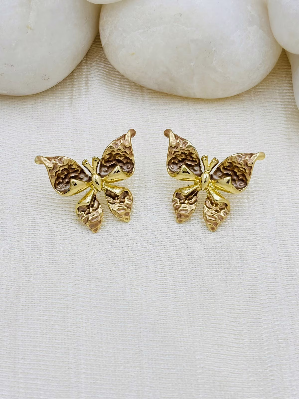 Butterfly Enamel Studs – Brown