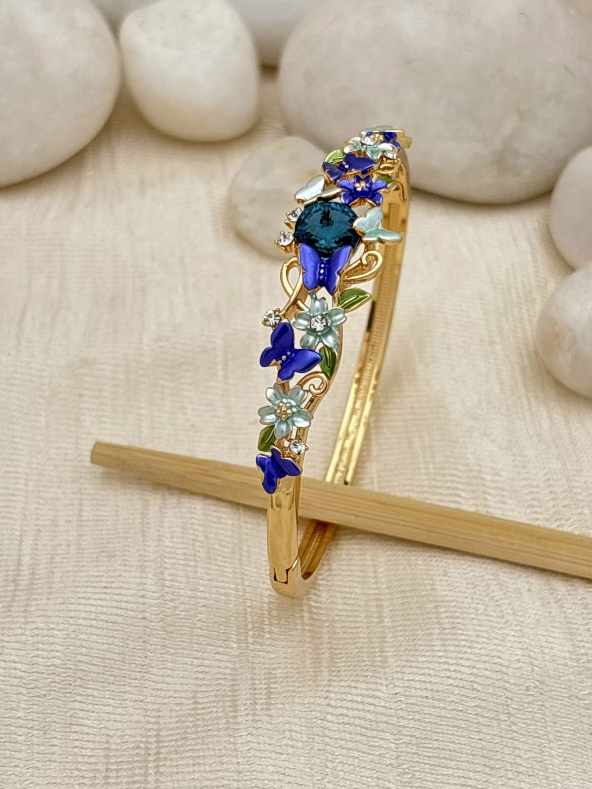 Floral Jewel Bracelet – Blue