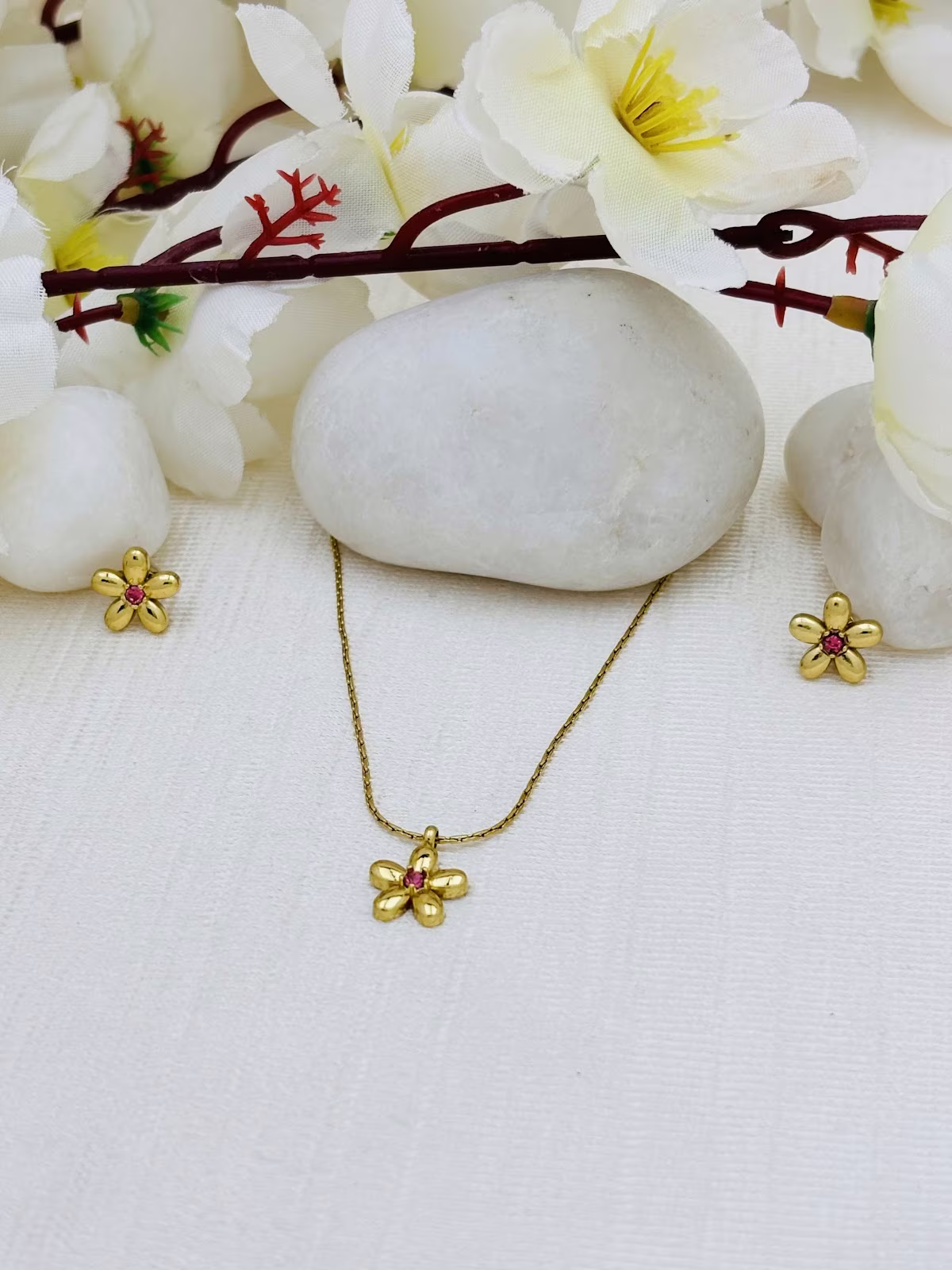 Daisy Pendant Set – Pink