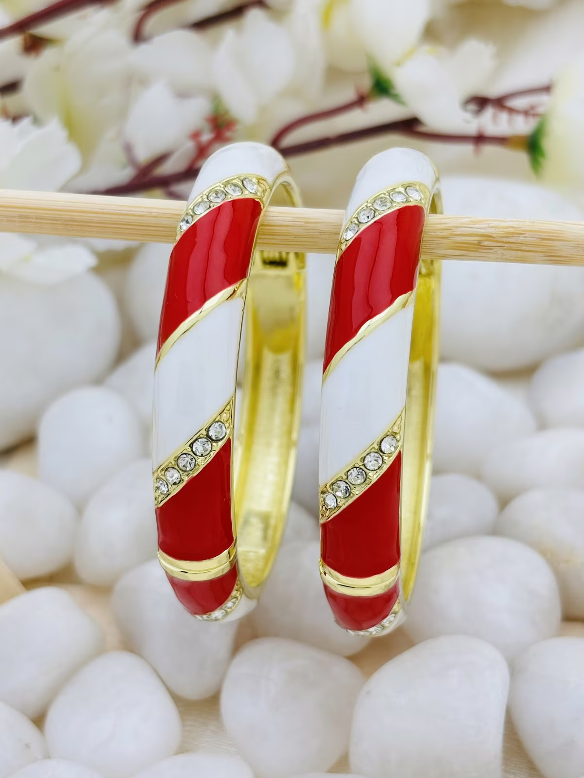 Crystal Sweep Meenakari – Red - White