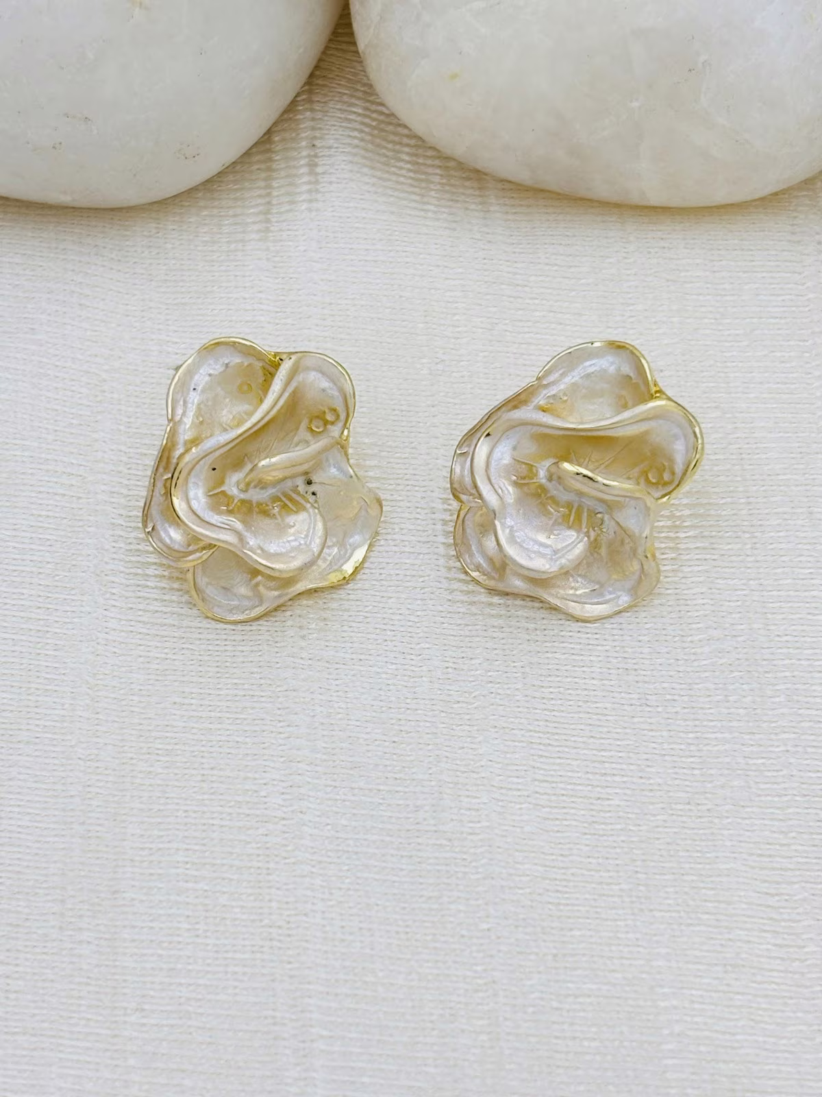 Rose Enamel Studs – Off White