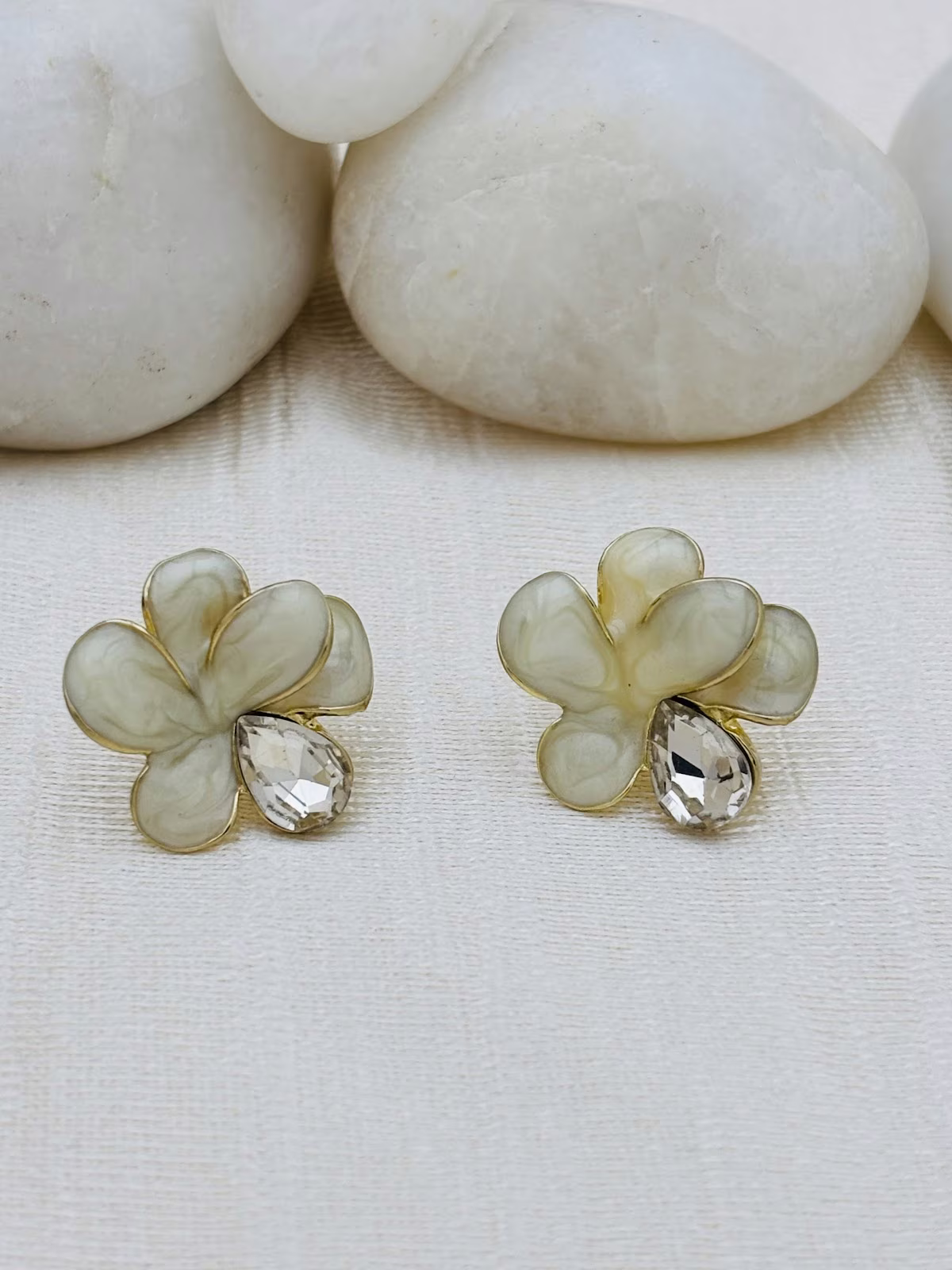 Crystal Enamel Studs – Pale Green