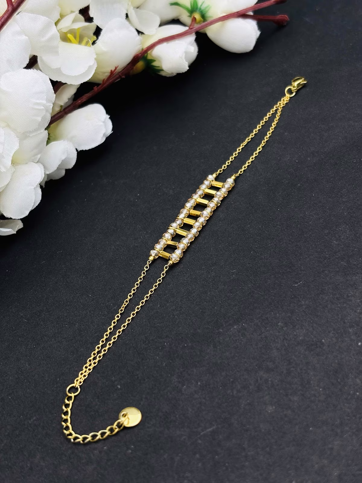Beaded Ladder Bracelet – Cream