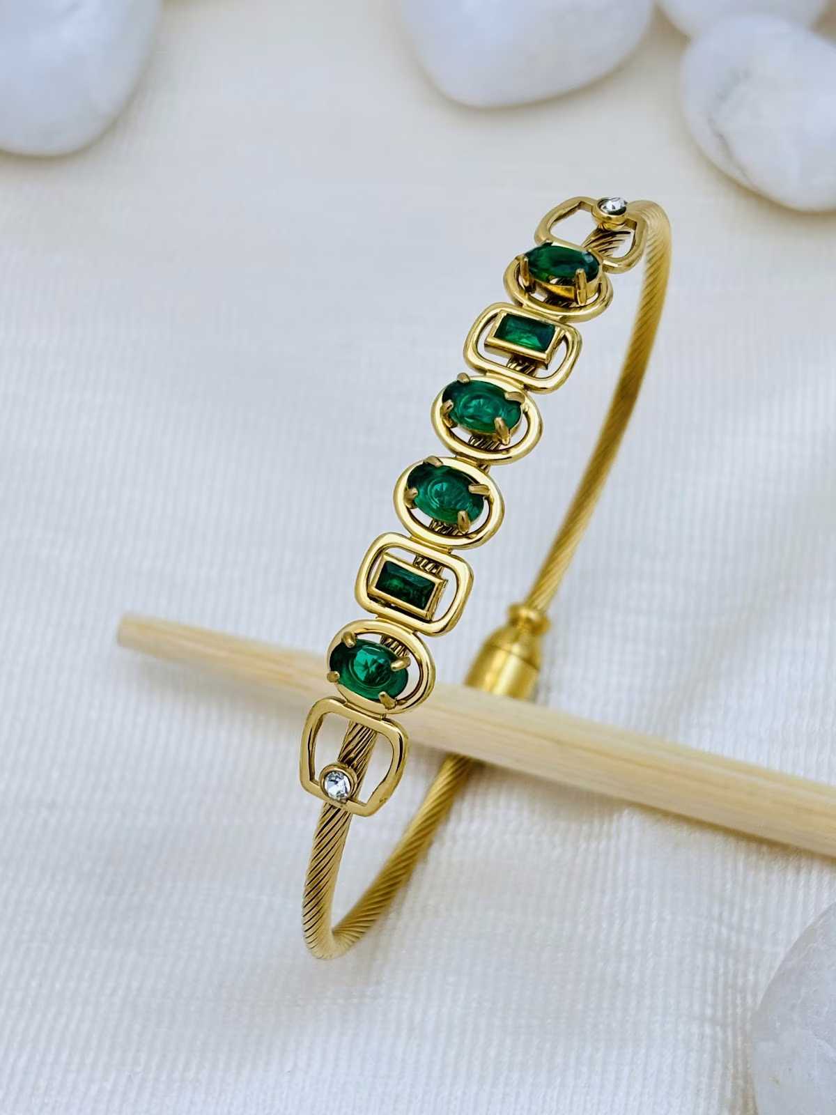 Geometric Gem Bracelet – Green