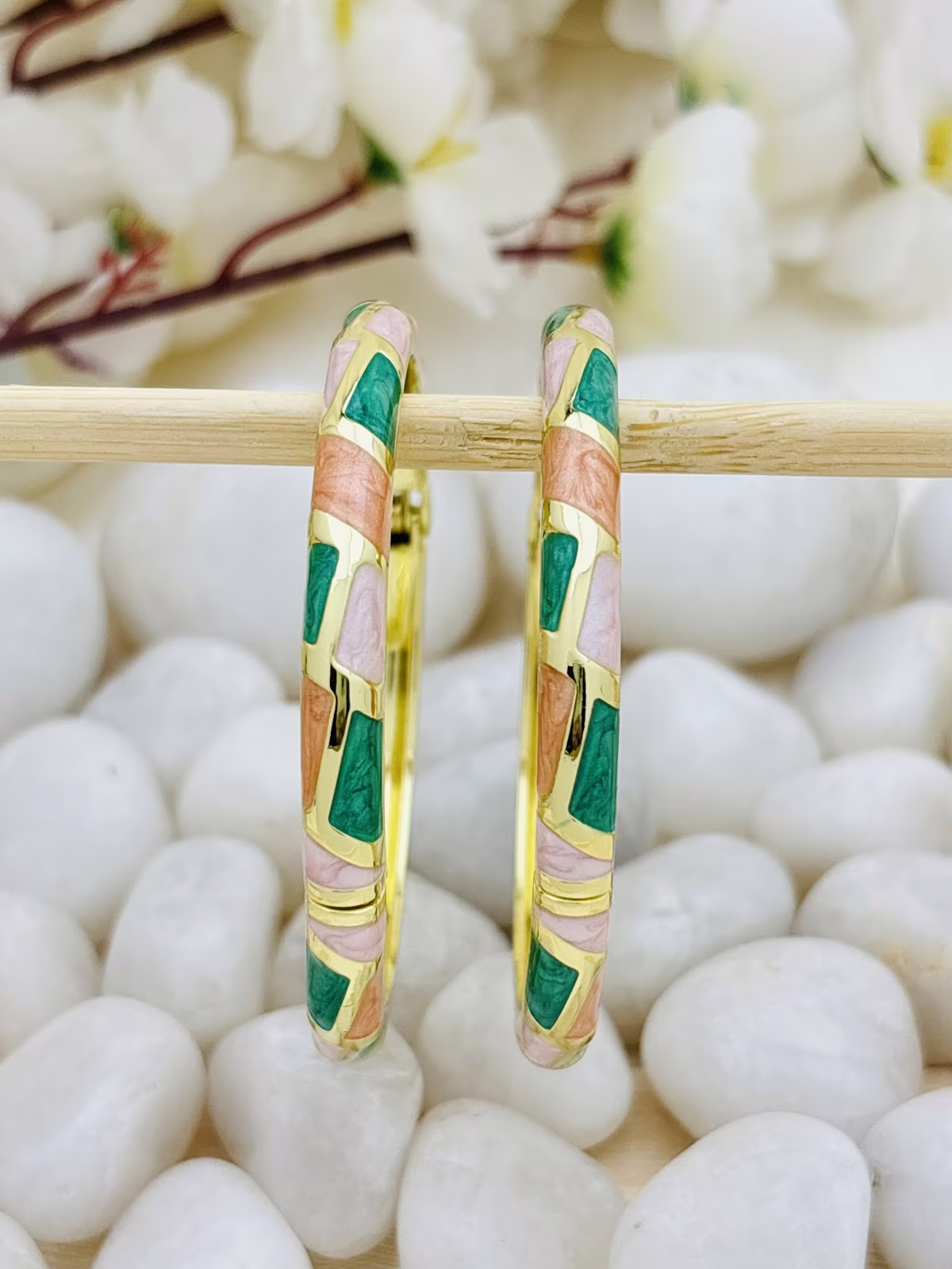 Prism Meenakari Kada – Green-Peach-Pink