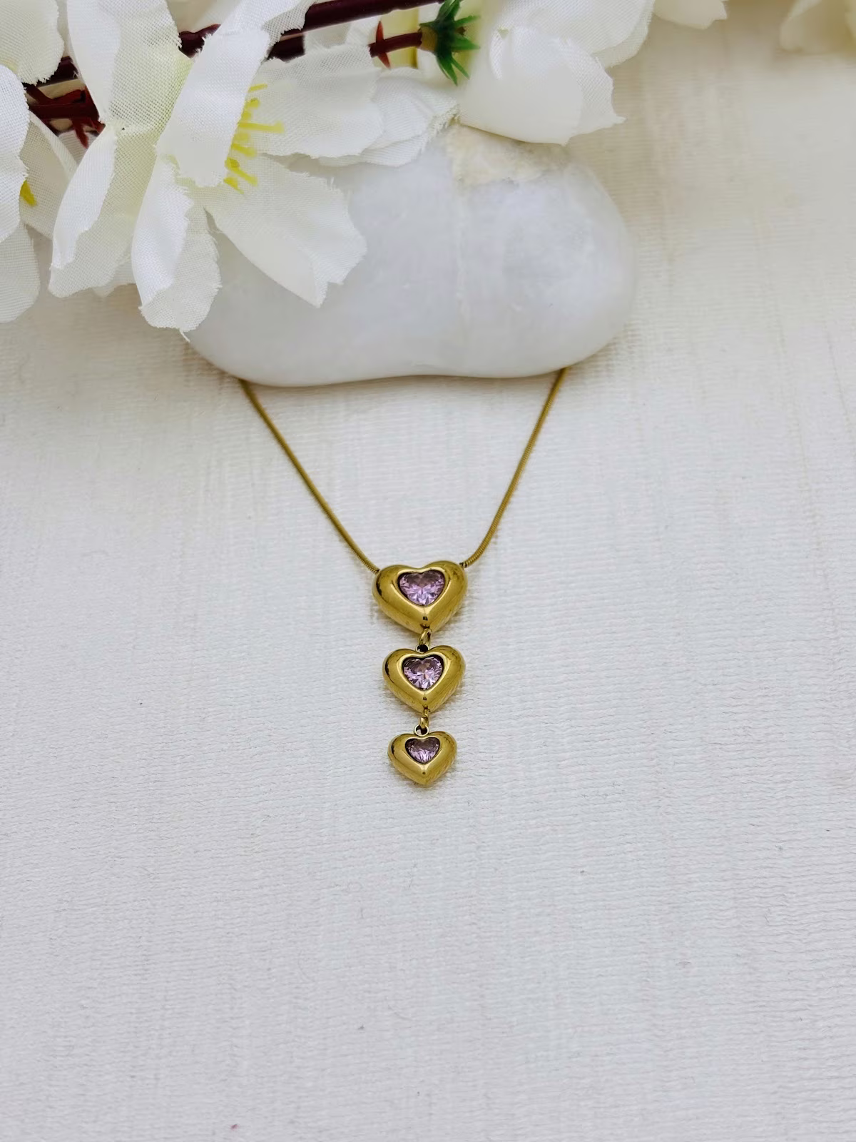 Triple Heart Cascade – Baby Pink