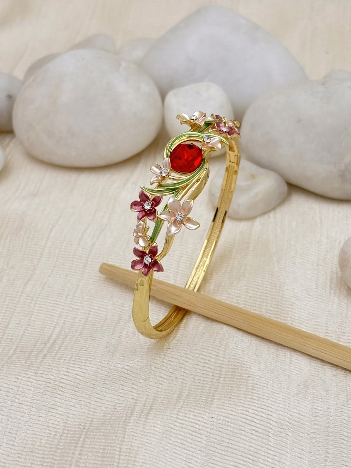 Swirl Gem Bracelet – Red