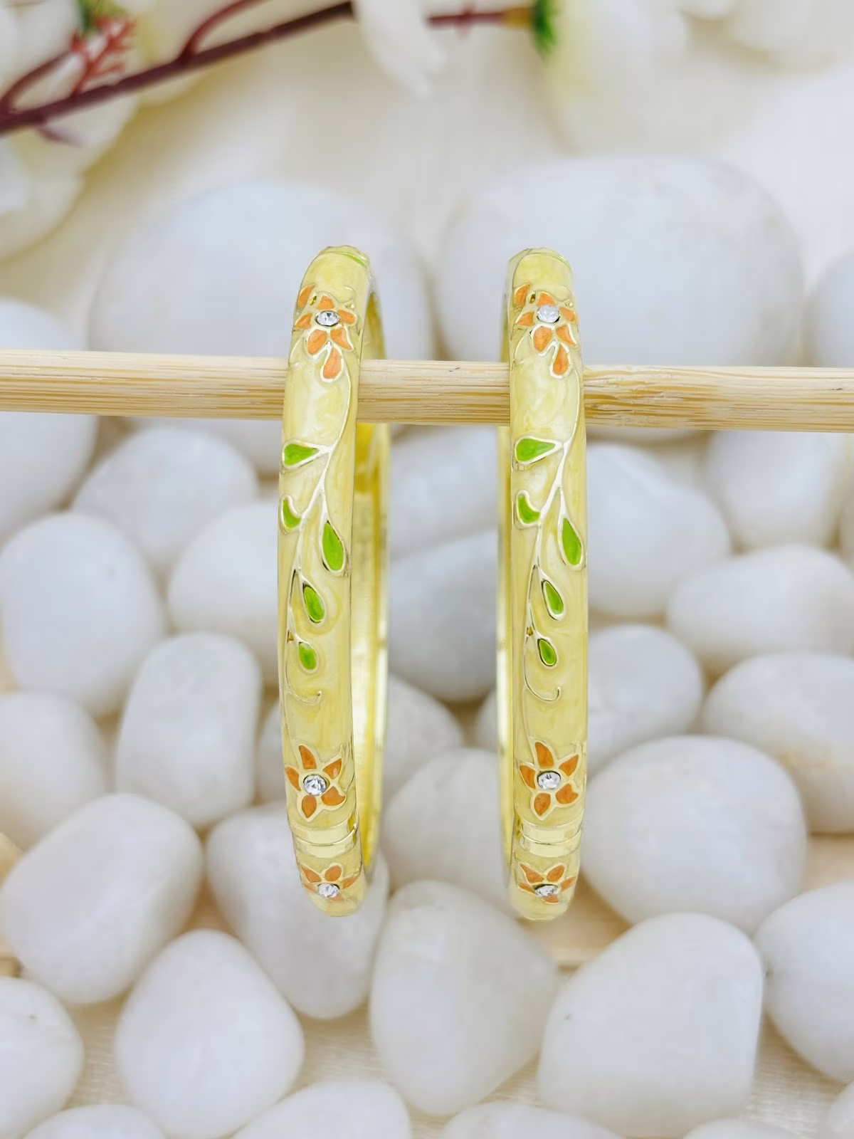 Botanical Meenakari Kada – Lemon Yellow
