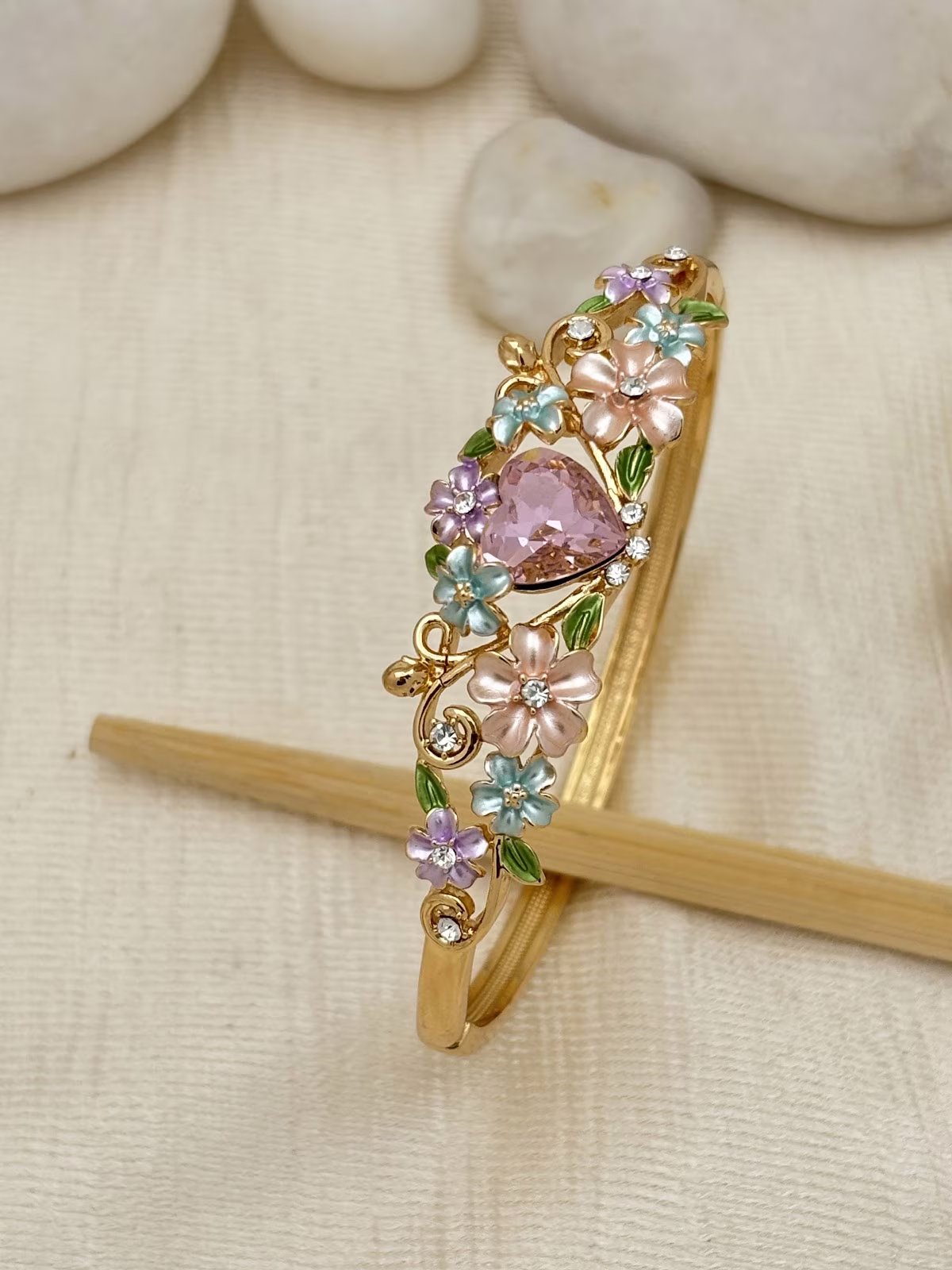 Floral Gem Bracelet – Pink
