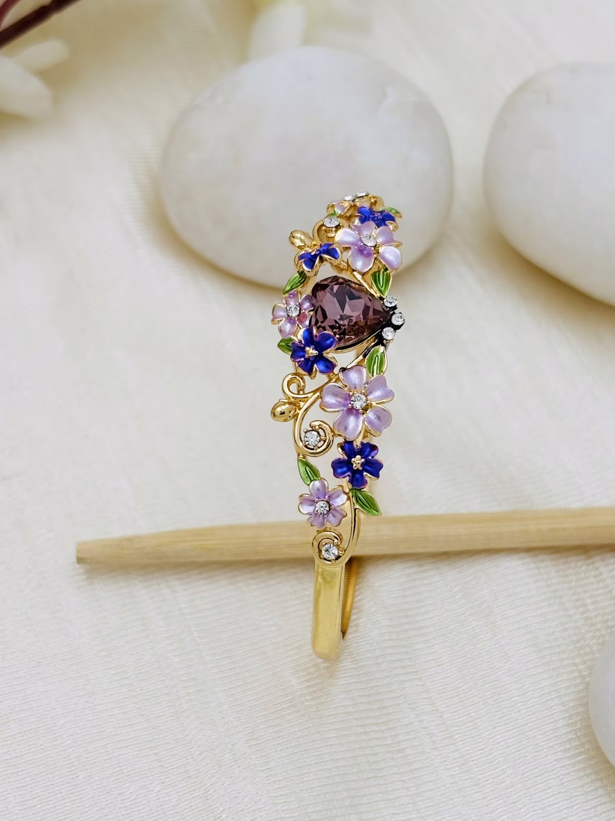 Floral Gem Bracelet – Purple