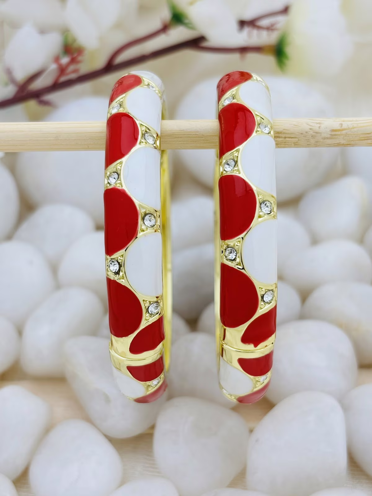 Scallop Jewel Meenakari – Red White