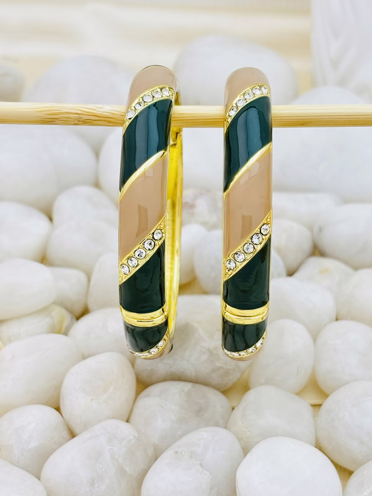 Crystal Sweep Meenakari – Bottle Green - Beige