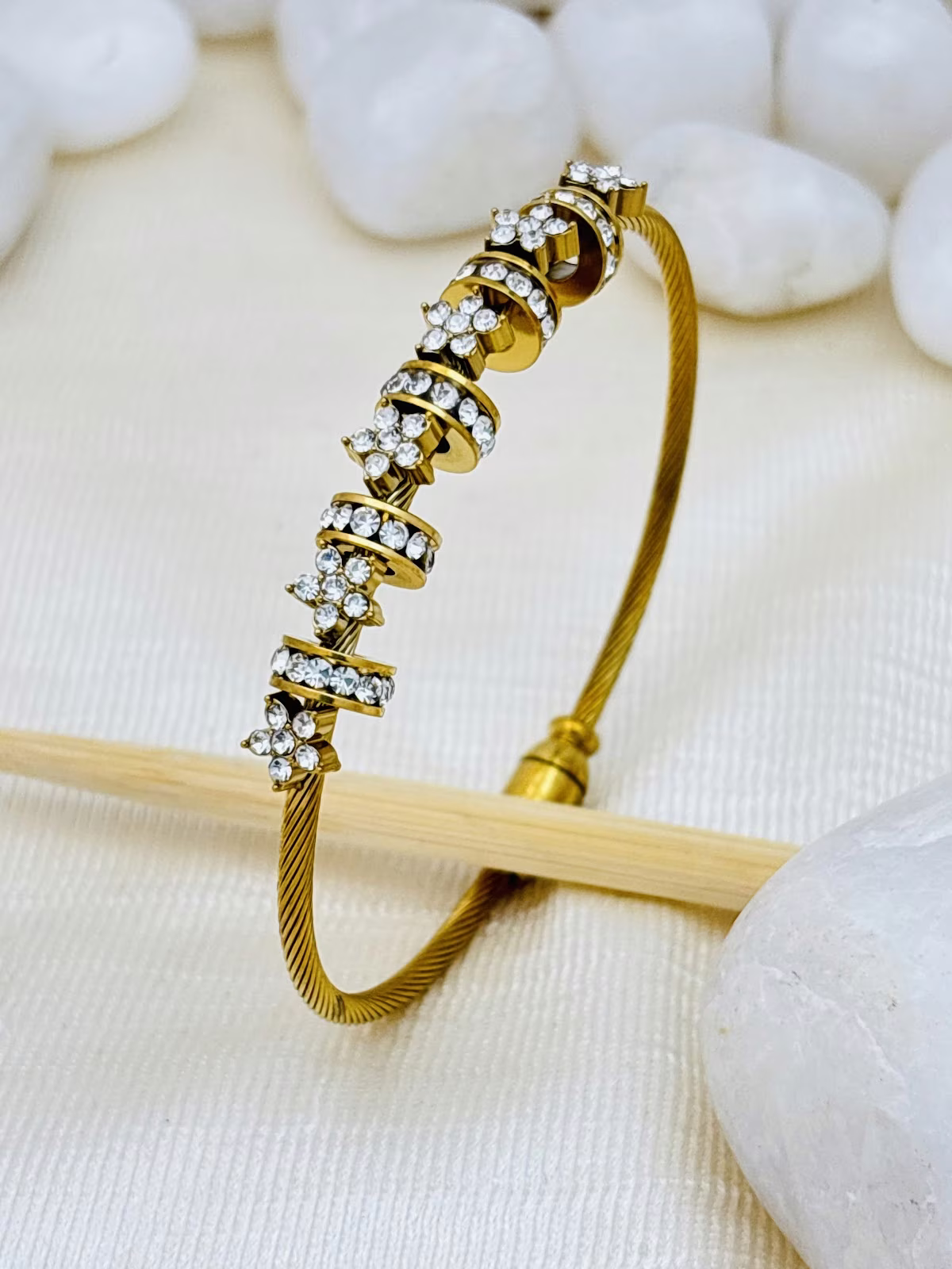Crescent Crystal Bracelet – White
