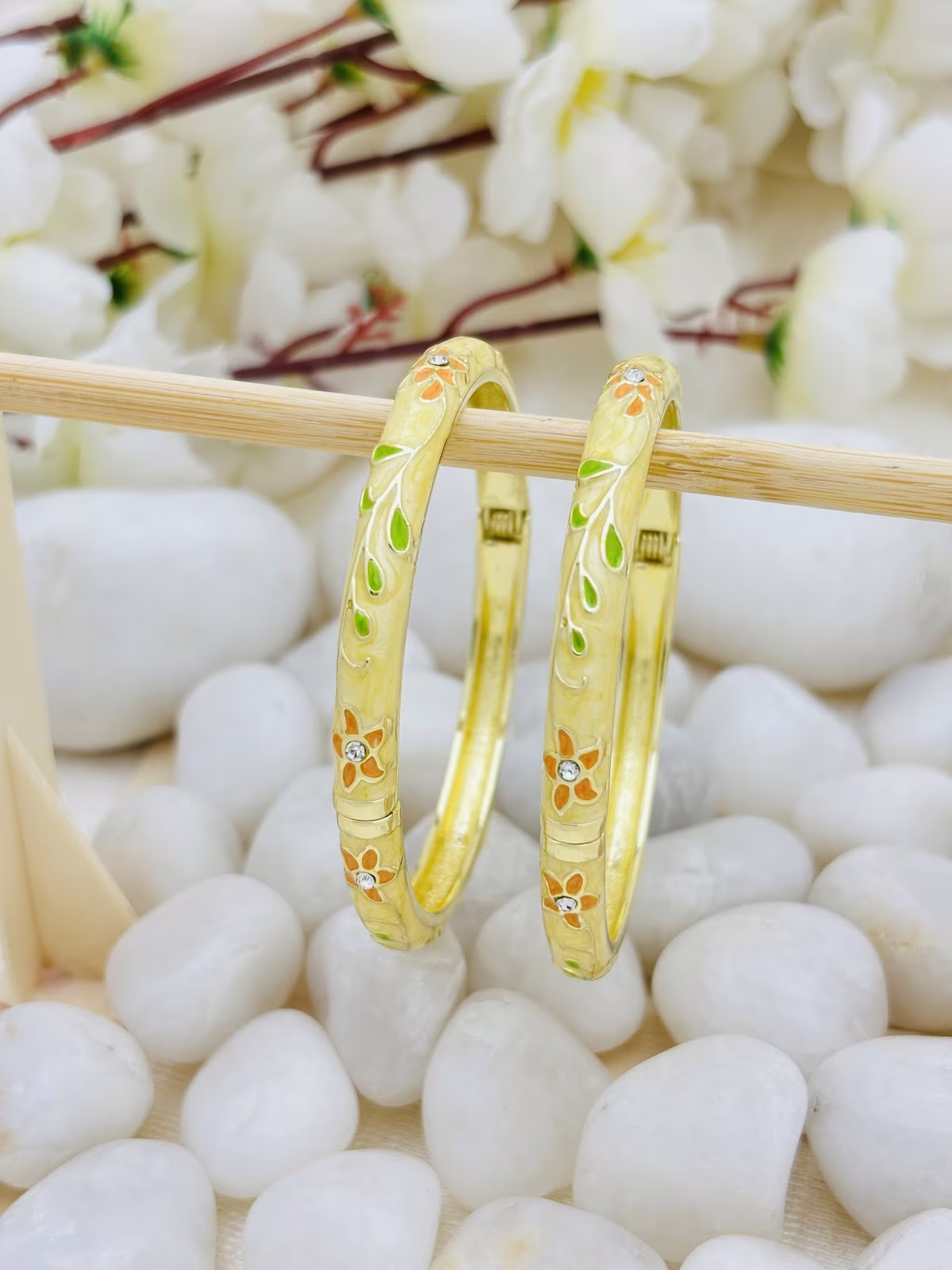 Botanical Meenakari Kada – Lemon Yellow