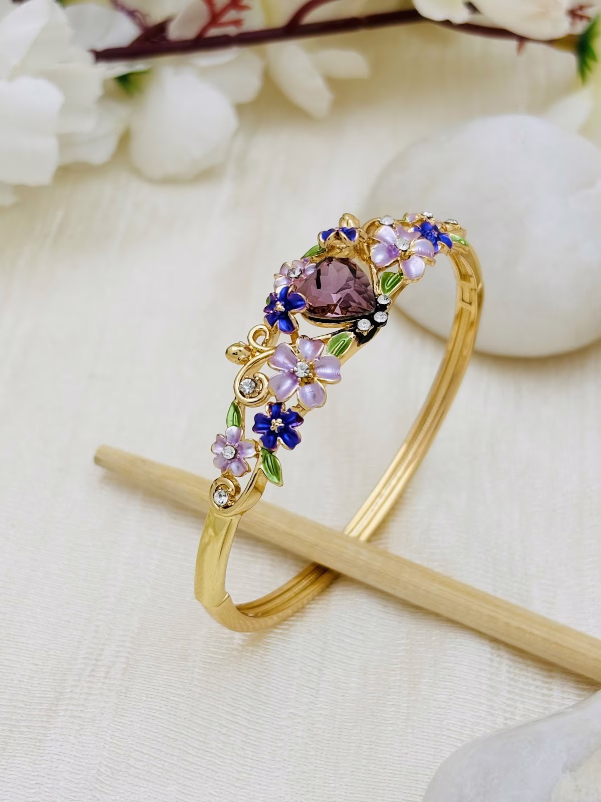 Floral Gem Bracelet – Purple