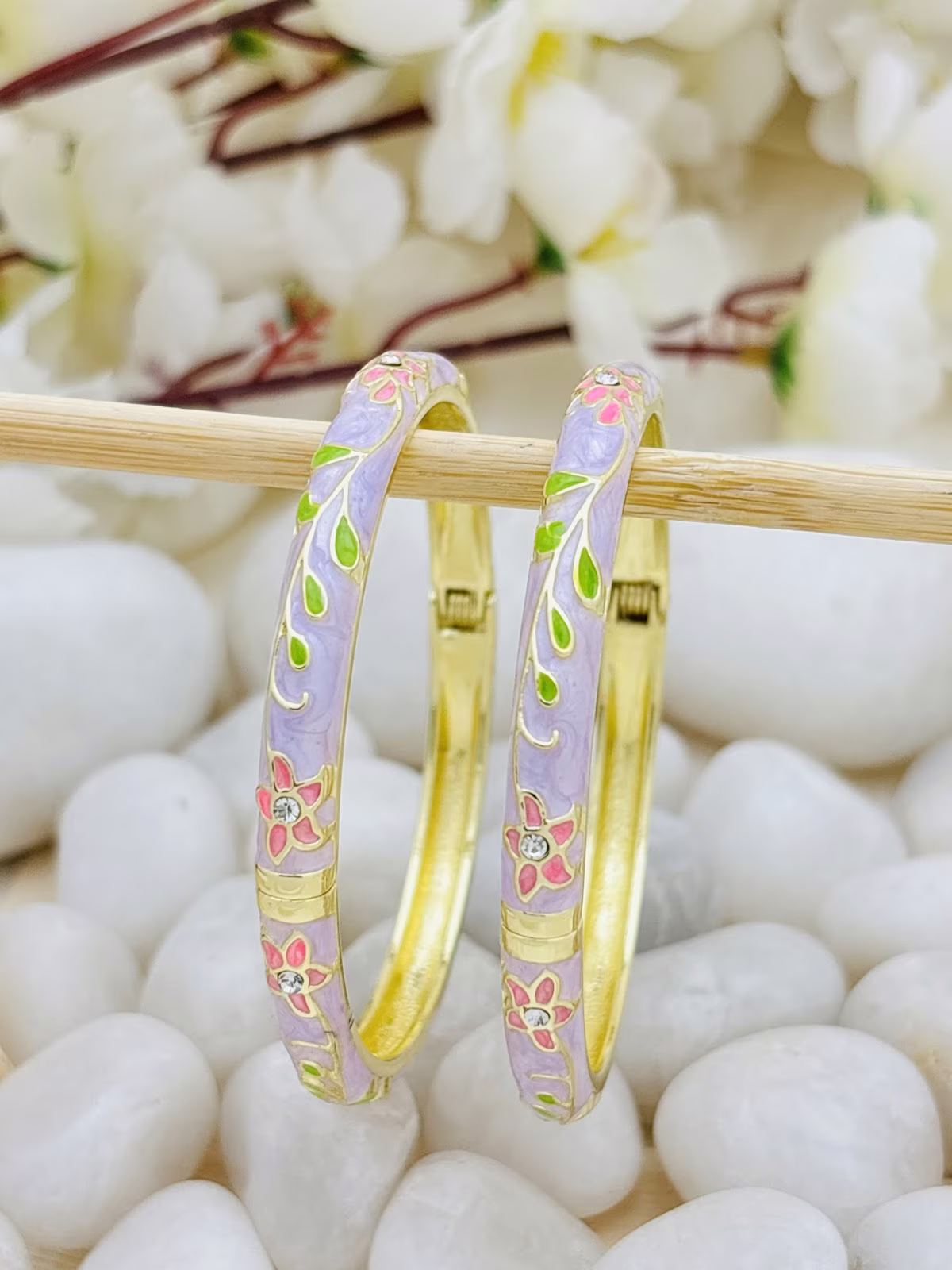 Leaf Meenakari Kada – Lavender