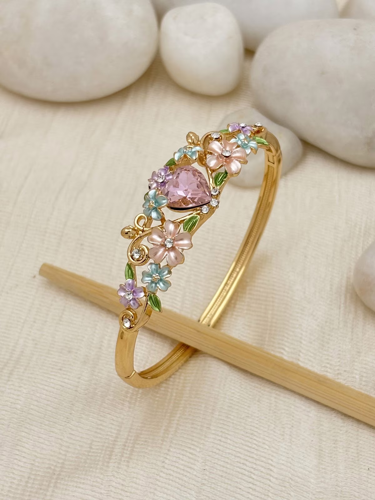 Floral Gem Bracelet – Pink