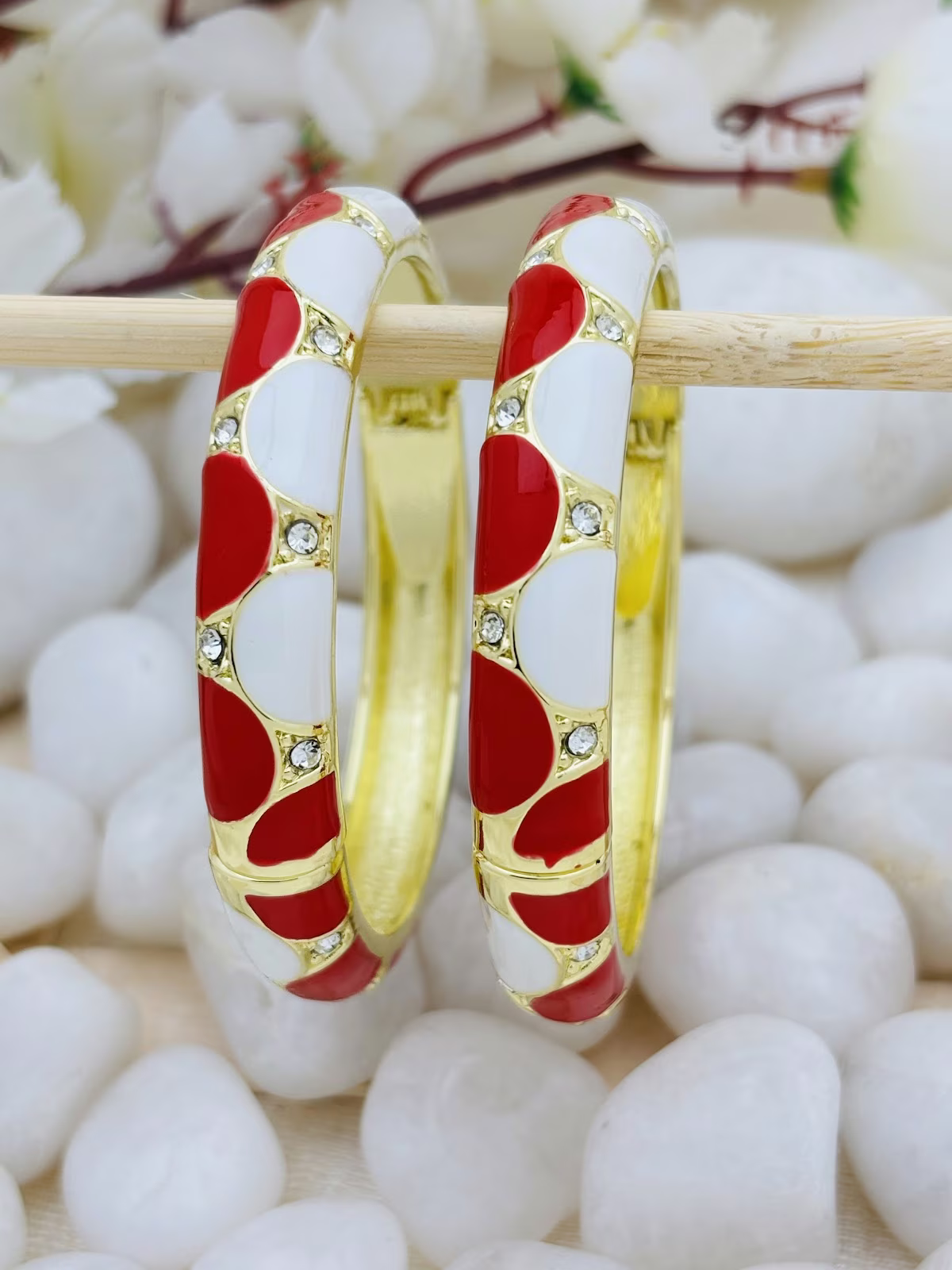 Scallop Jewel Meenakari – Red White