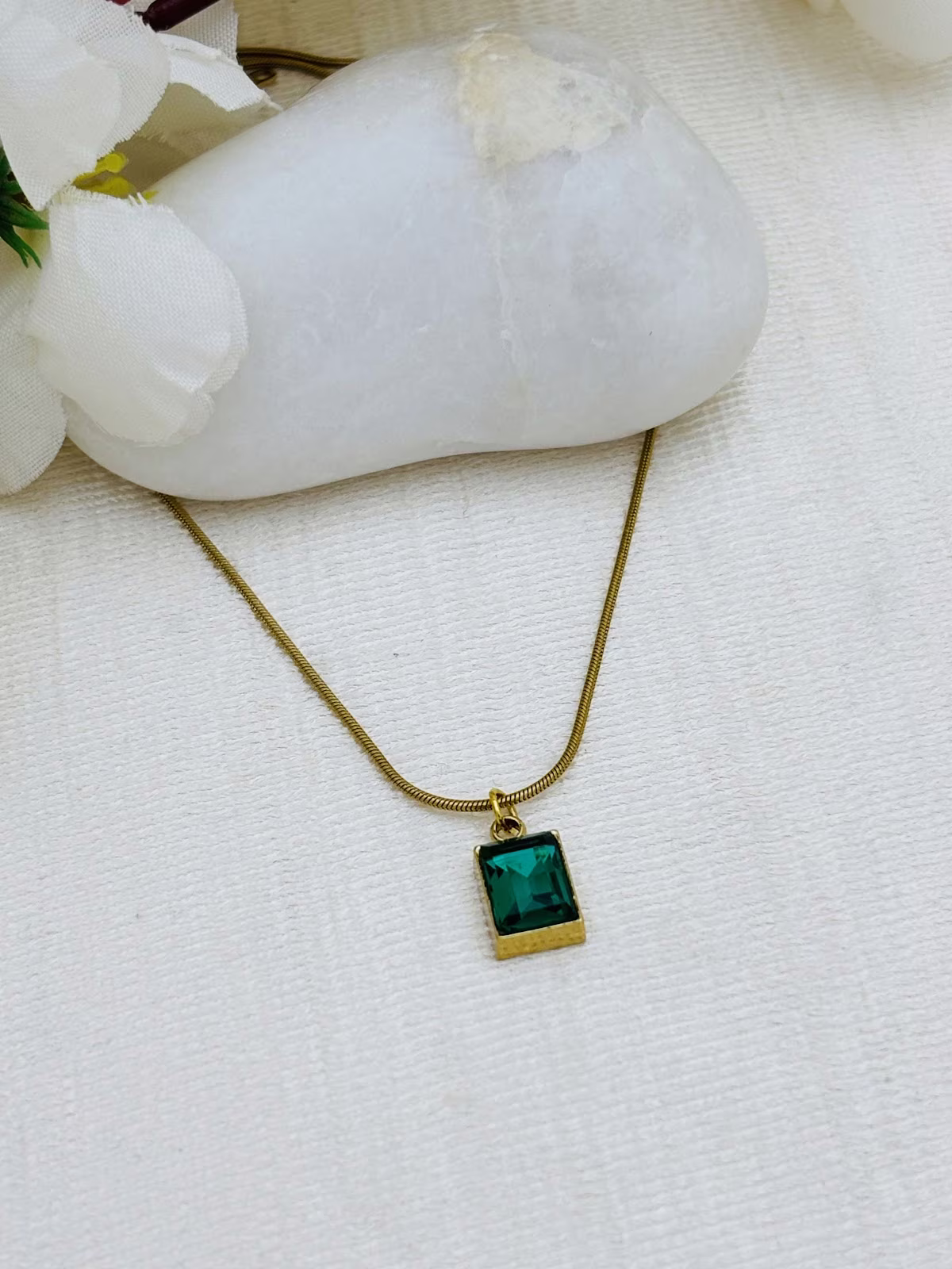 Emerald Rectangle Charm
