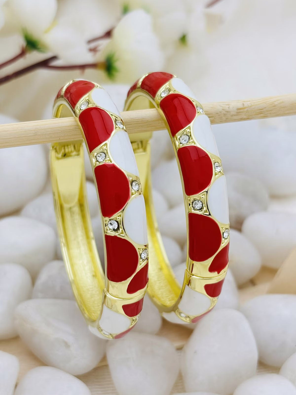 Scallop Jewel Meenakari – Red White