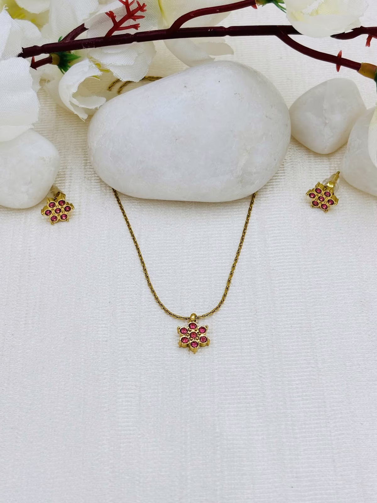 Floret Pendant Set – Magenta Pink