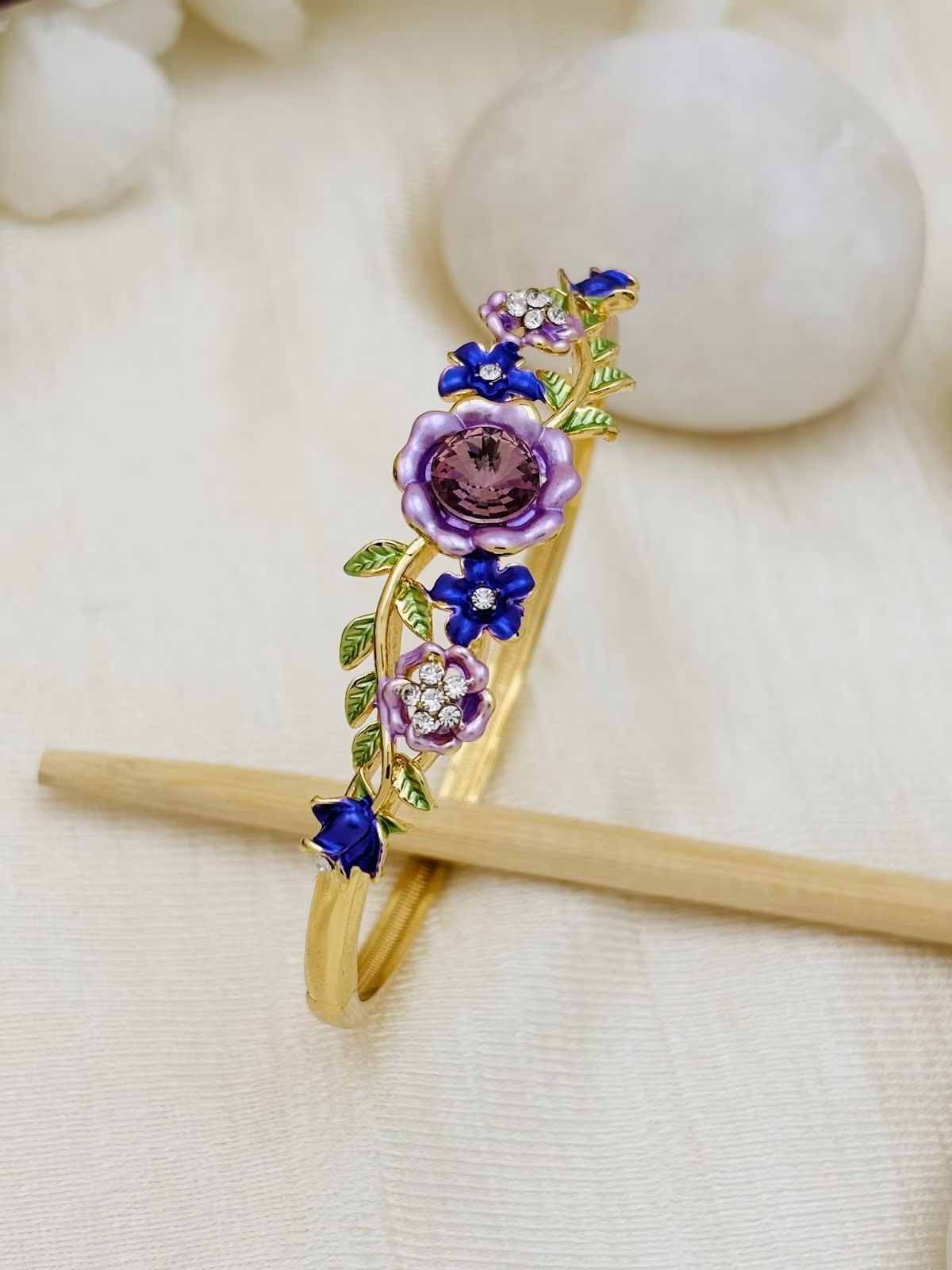 Crystal Bloom Bracelet – Purple