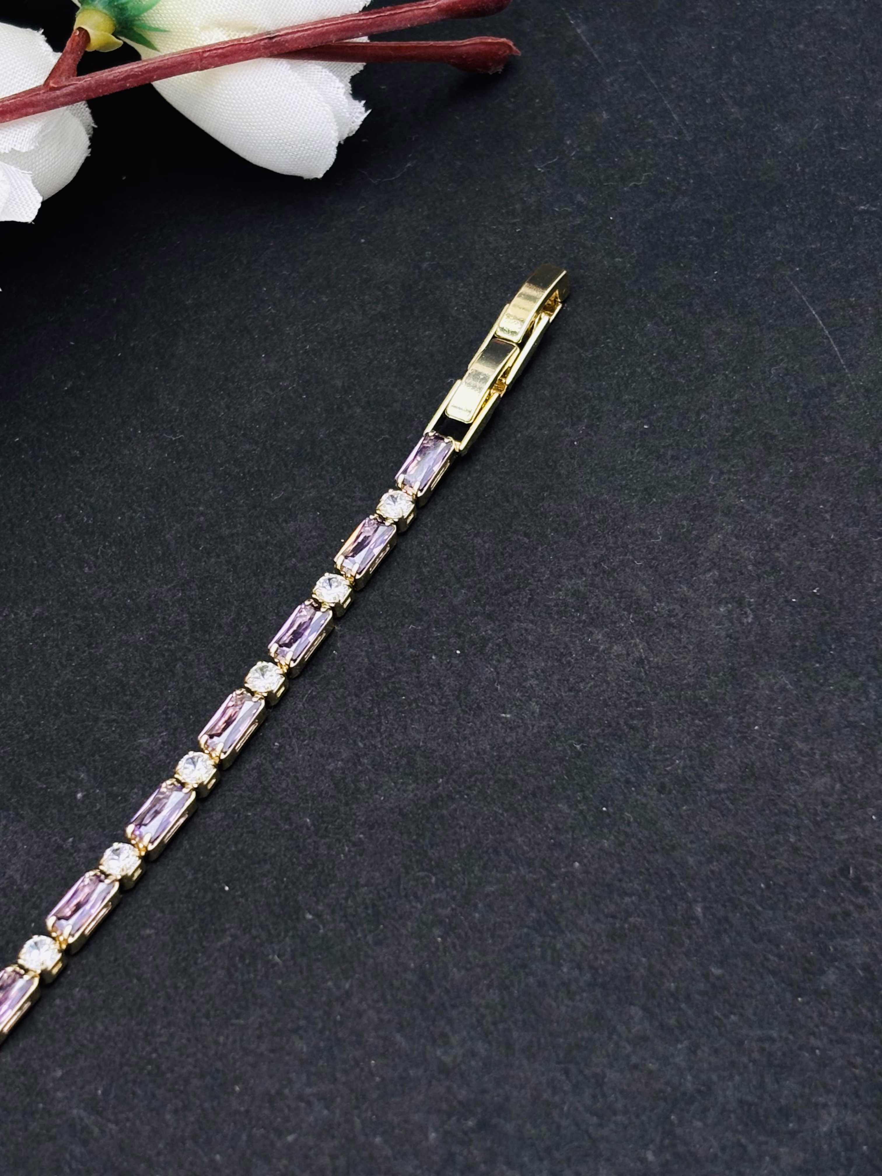 Baguette Link Bracelet – Purple