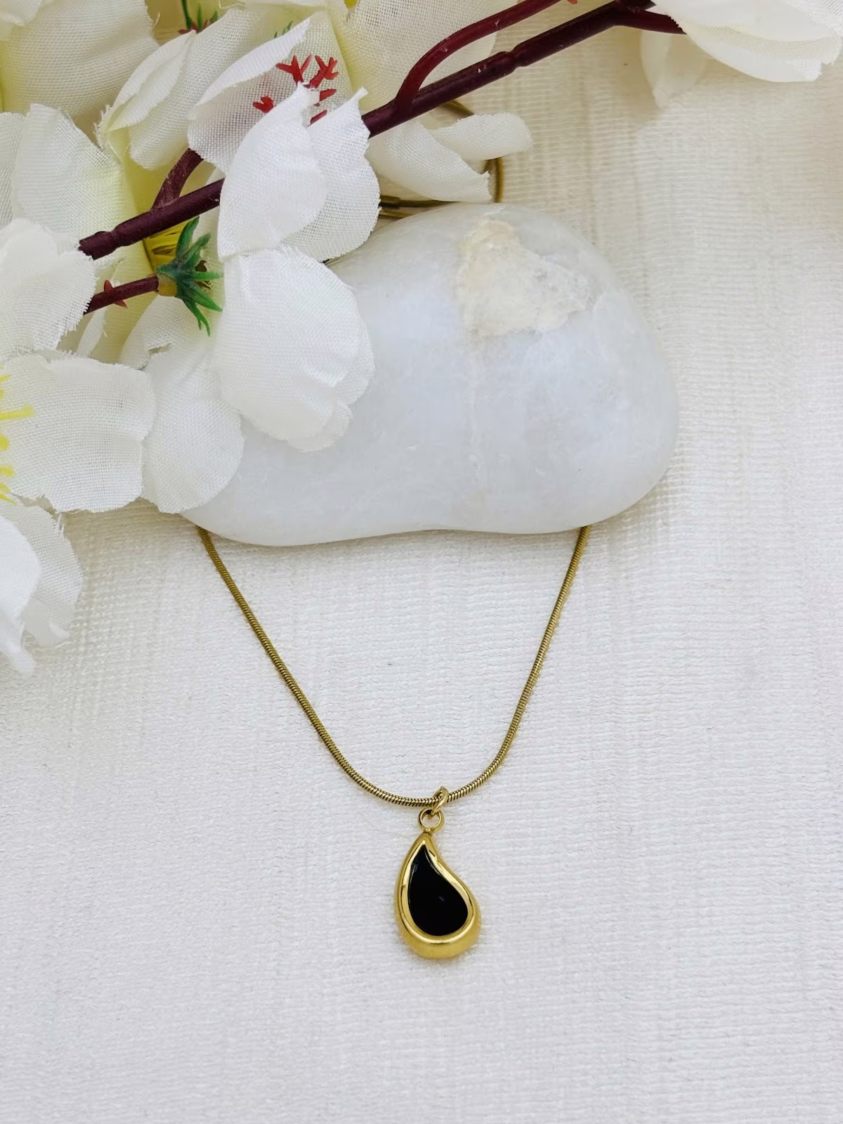 Onyx Teardrop Charm