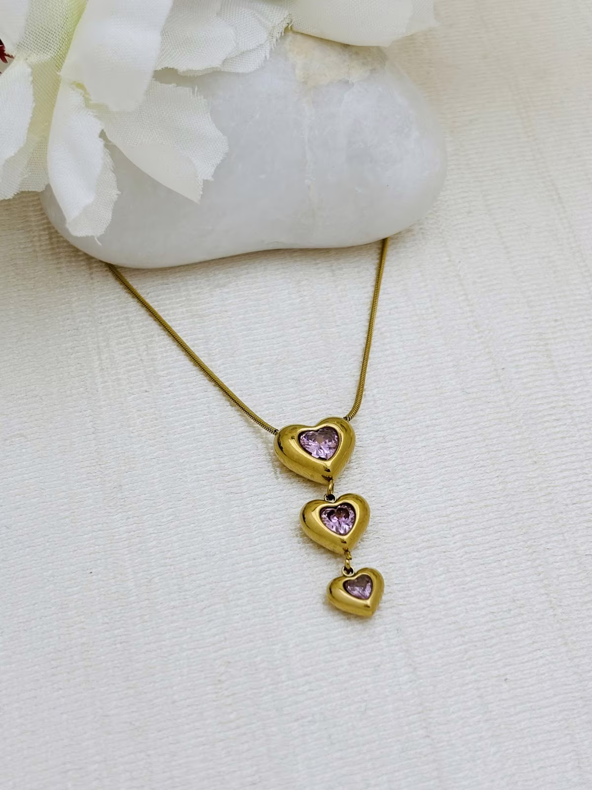 Triple Heart Cascade – Baby Pink