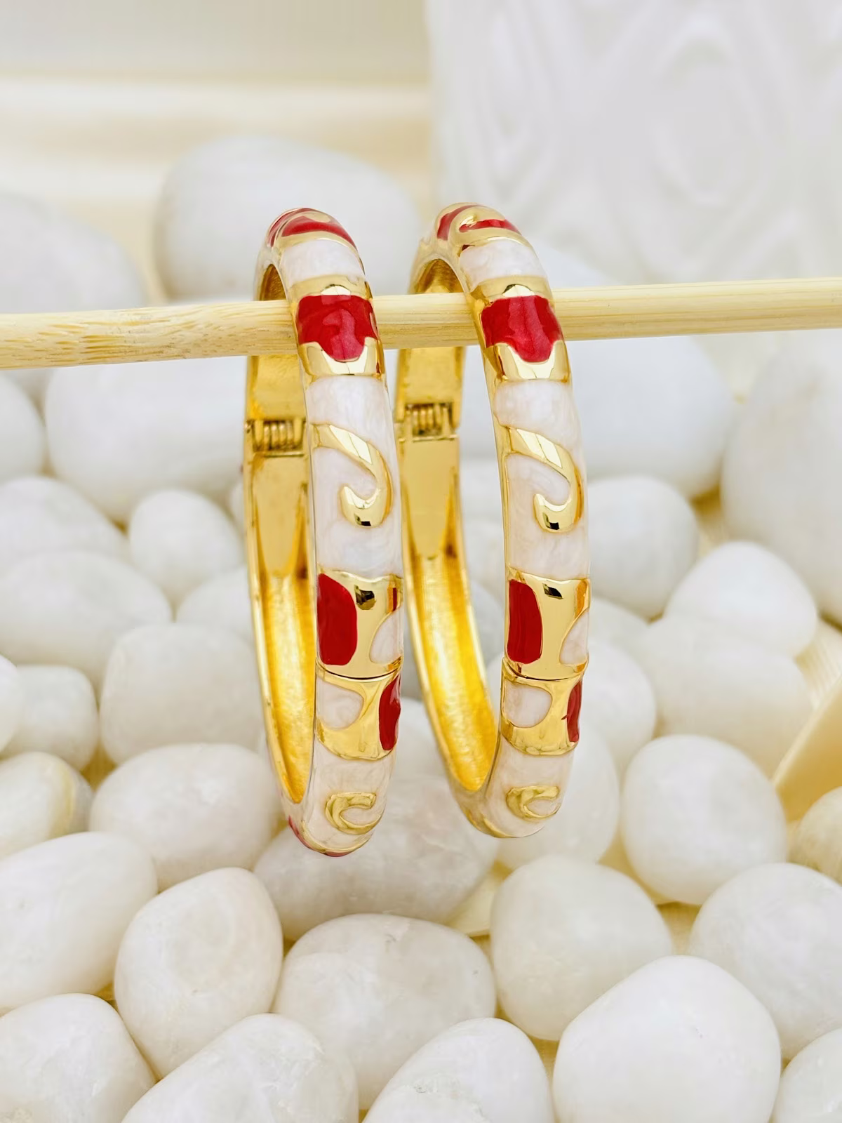 Classic Curl Meenakari – Red Ivory