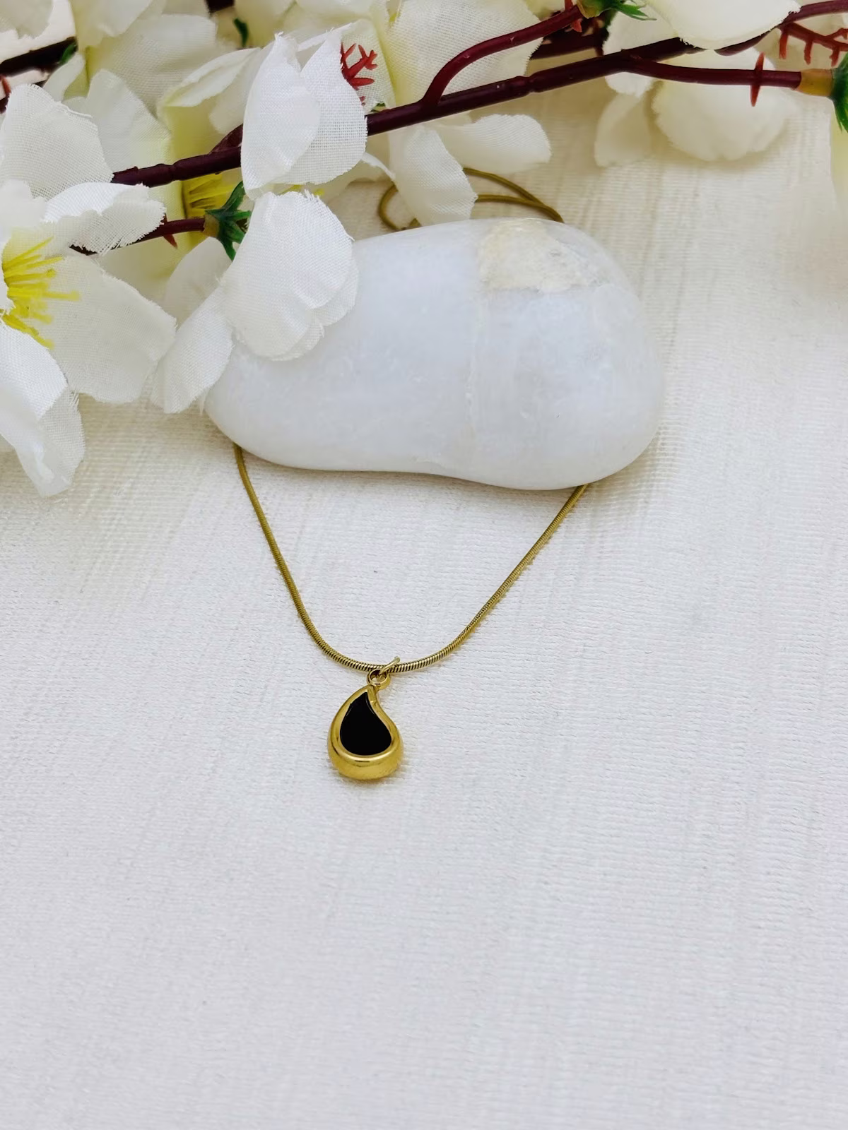 Onyx Teardrop Charm