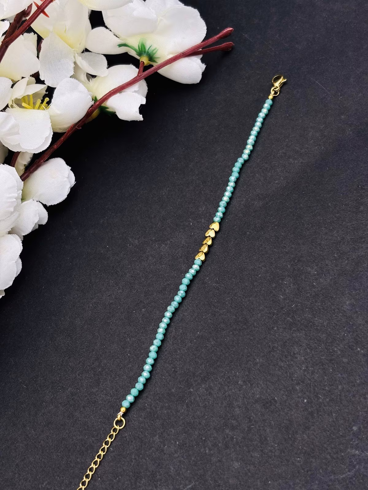 Golden Hearty Bracelet – Turquoise