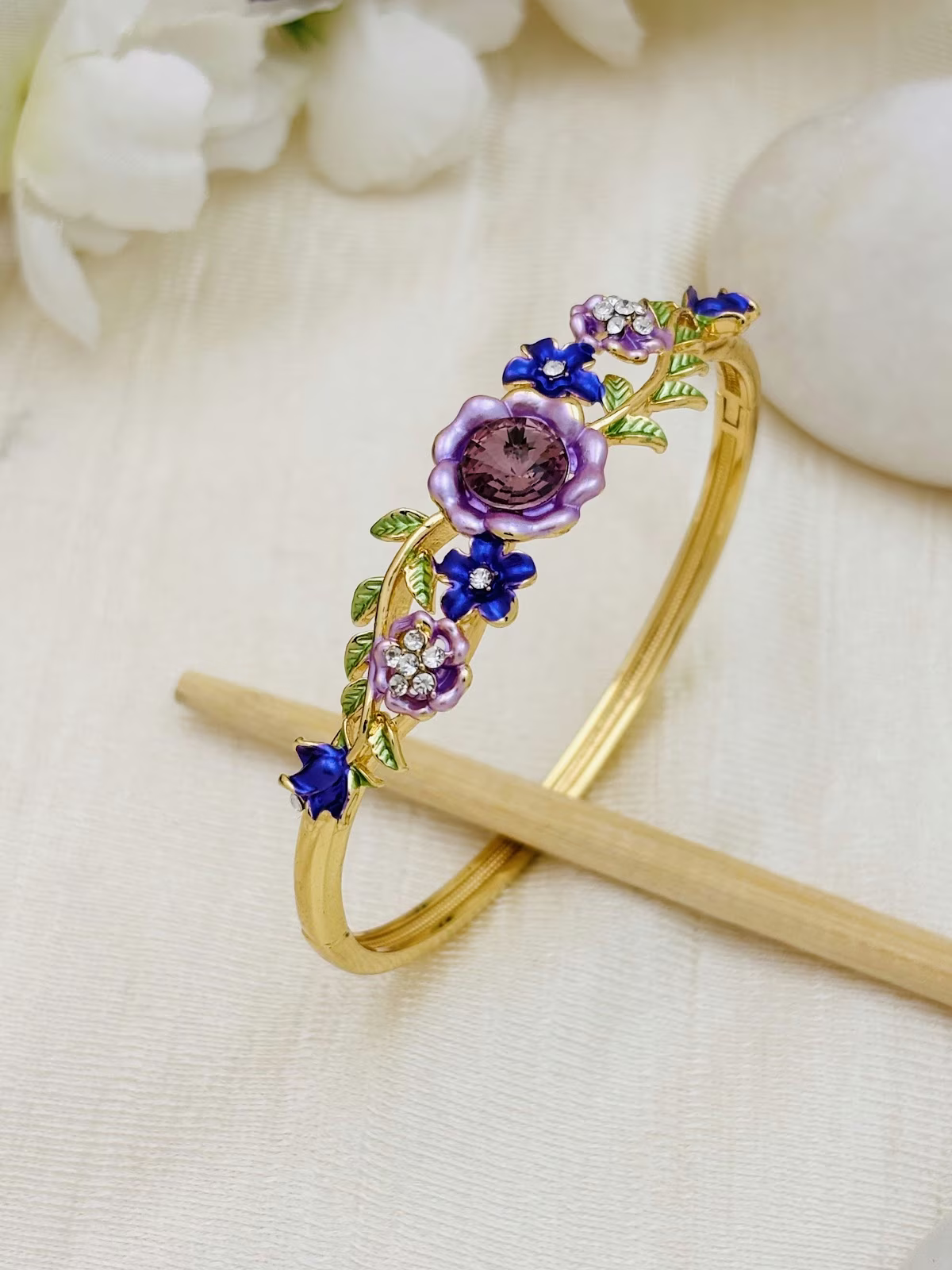 Crystal Bloom Bracelet – Purple