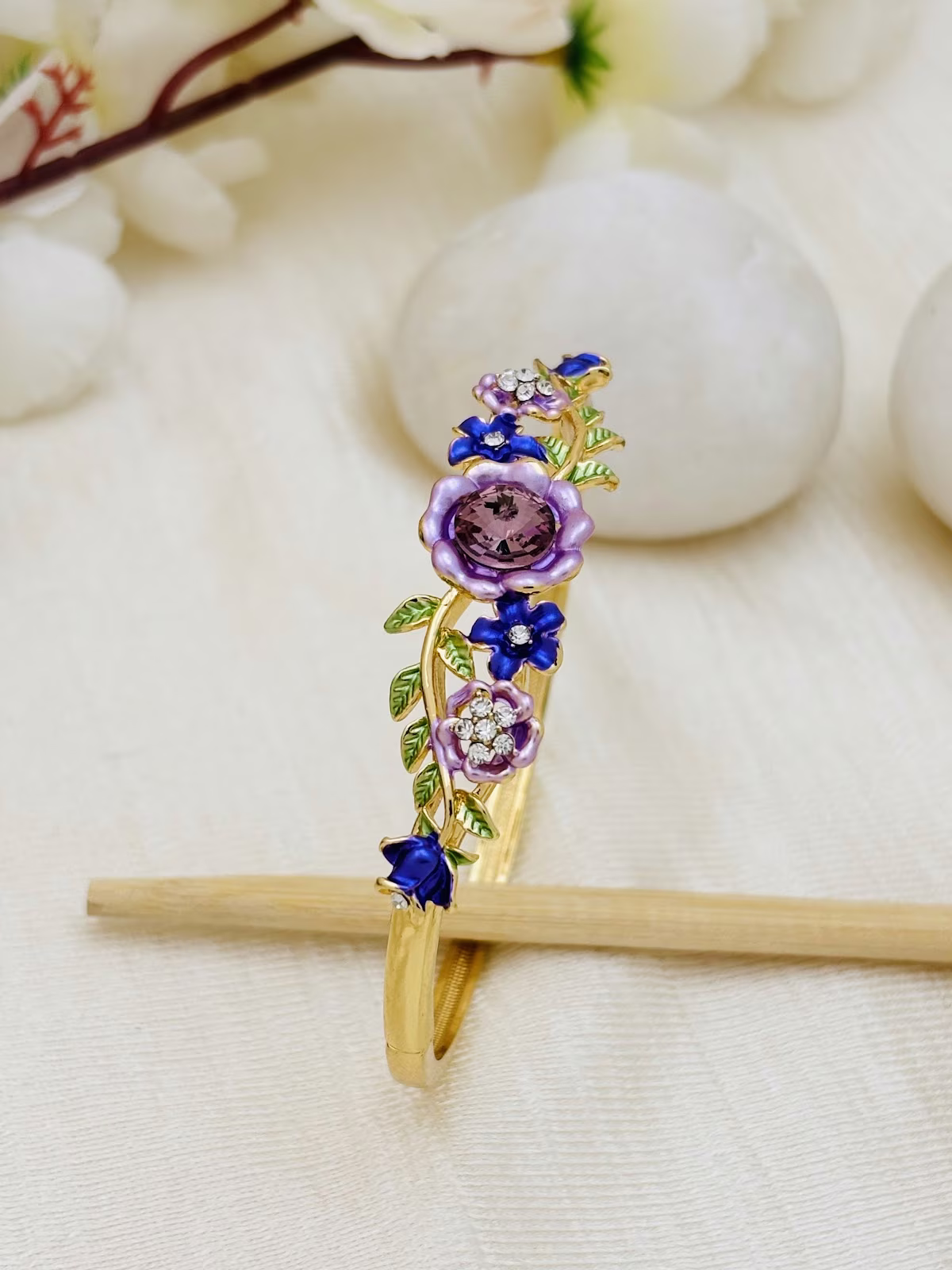 Crystal Bloom Bracelet – Purple