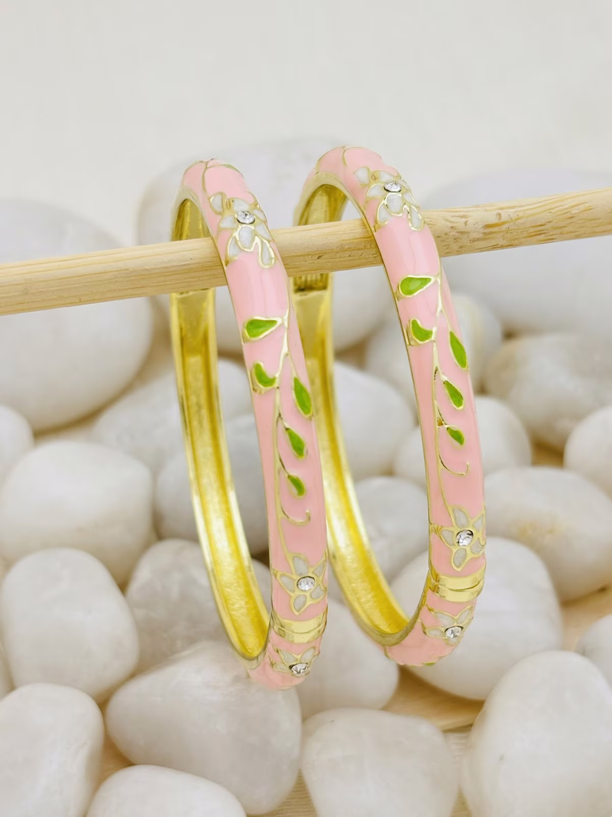 Garden Meenakari Kada – Baby Pink