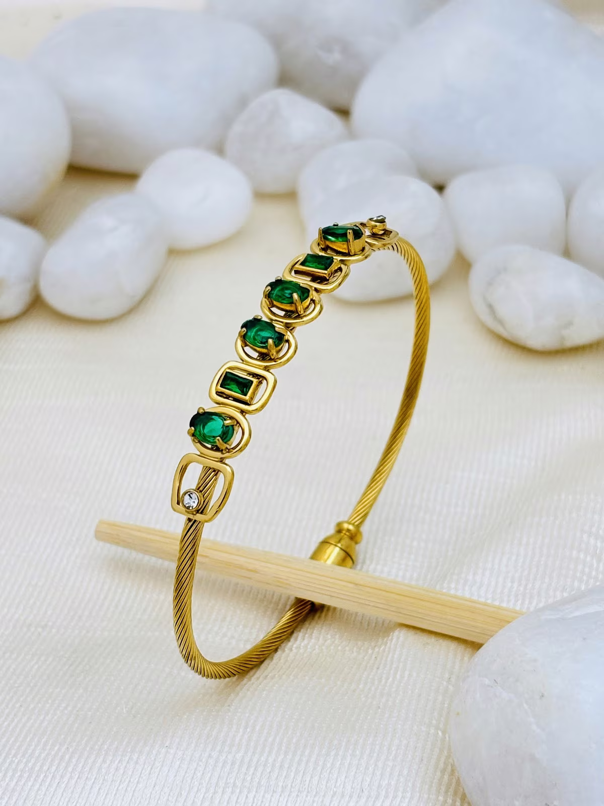 Geometric Gem Bracelet – Green