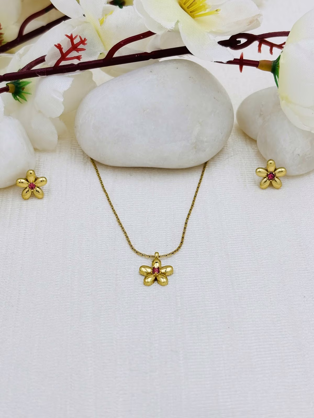 Daisy Pendant Set – Pink